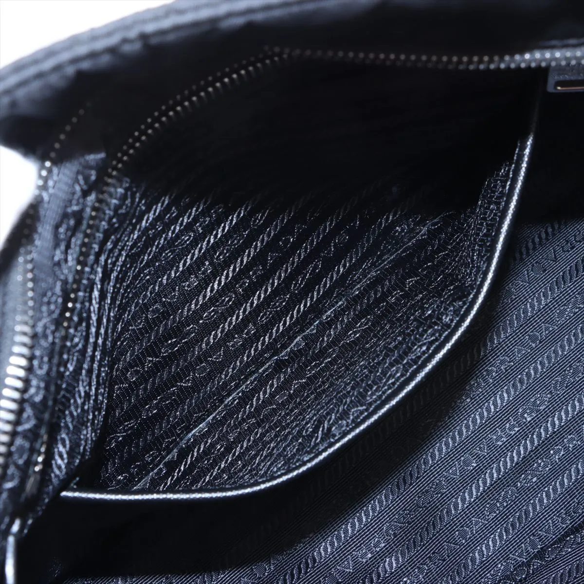 Tessuto Nylon x Leather Chain Tote Bag Black — view 9