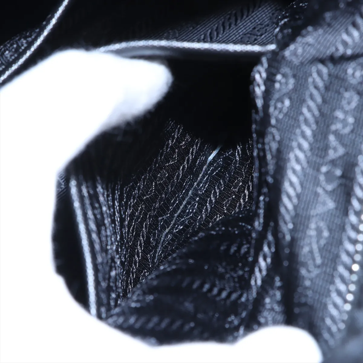 Tessuto Nylon x Leather Chain Tote Bag Black — view 10