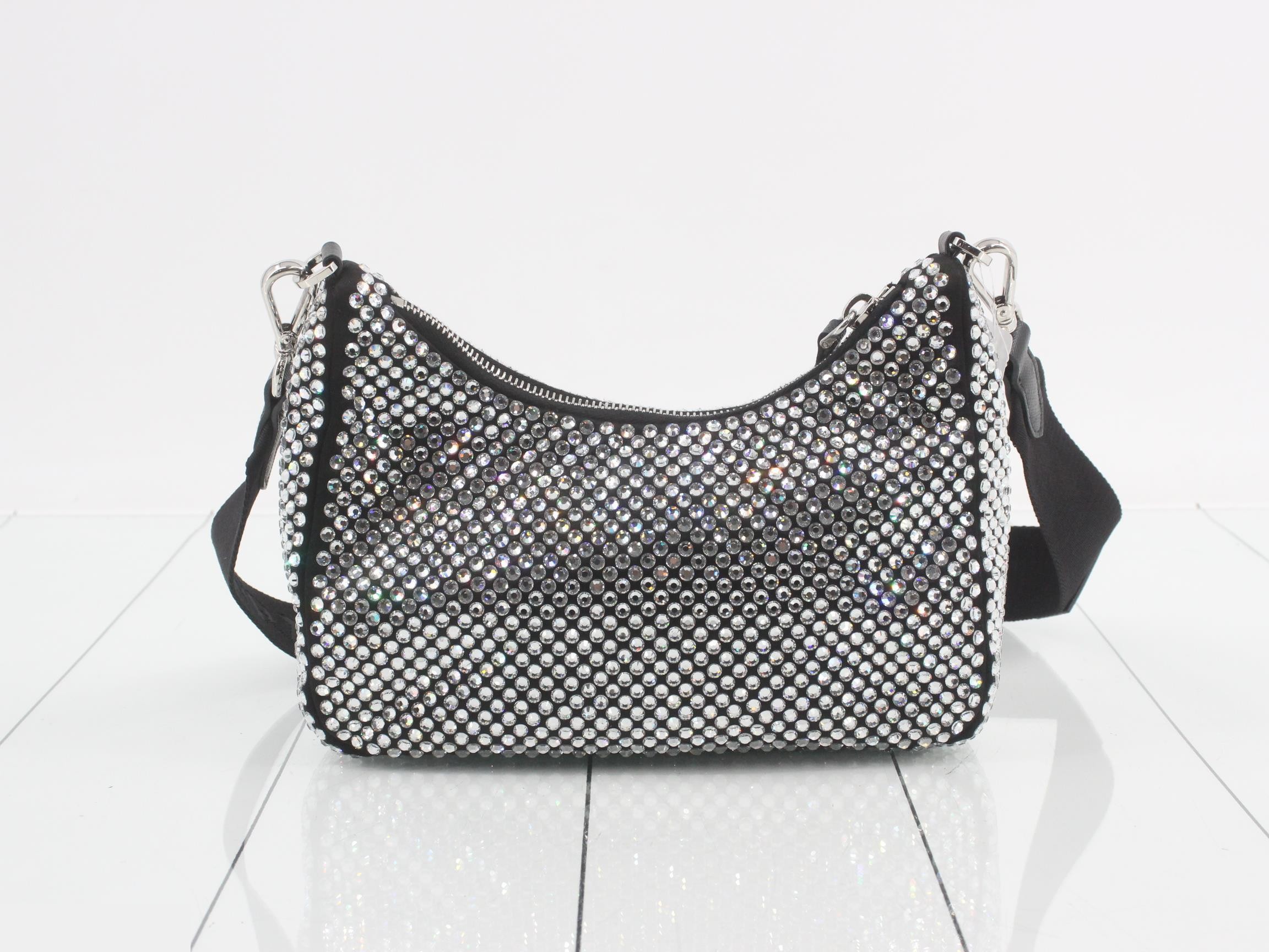 Re-edition 2005 Rhinestone Satin Shoulder Bag with Pouch — view 2