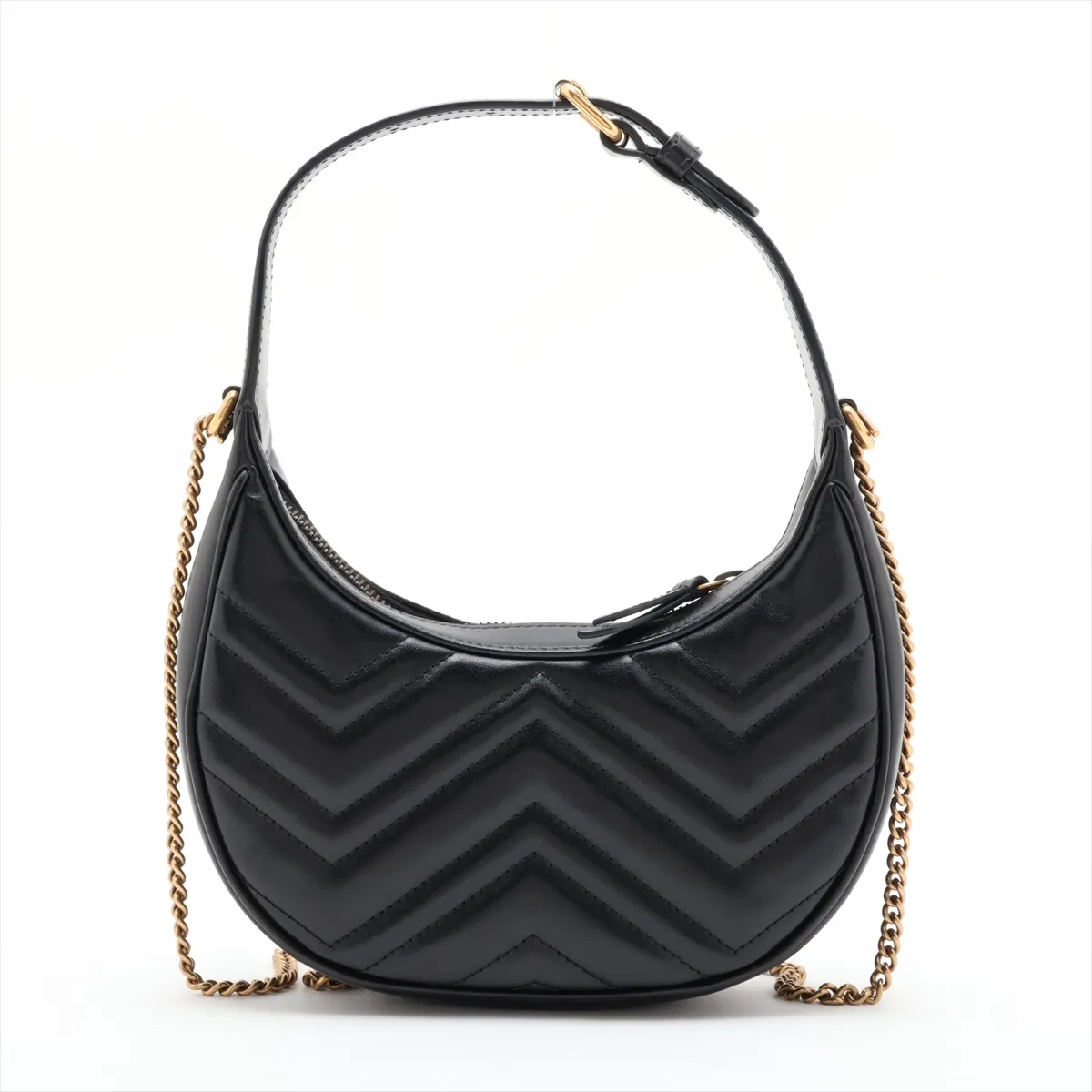 GG Marmont 699514 Leather 2-Way Handbag, Black — view 2