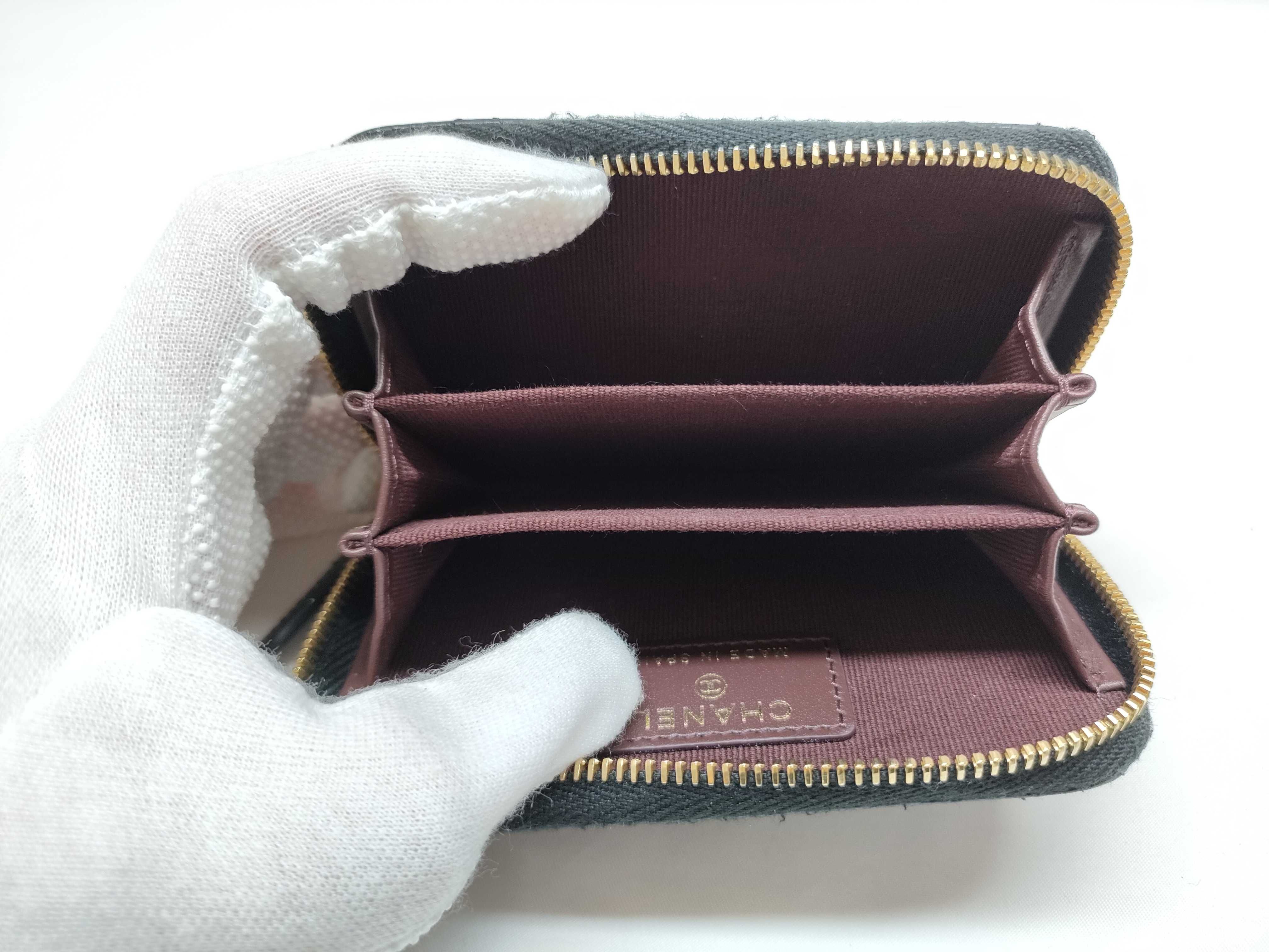 Caviar Skin Zippy Coin Purse with Gold Hardware Coin Case — view 12