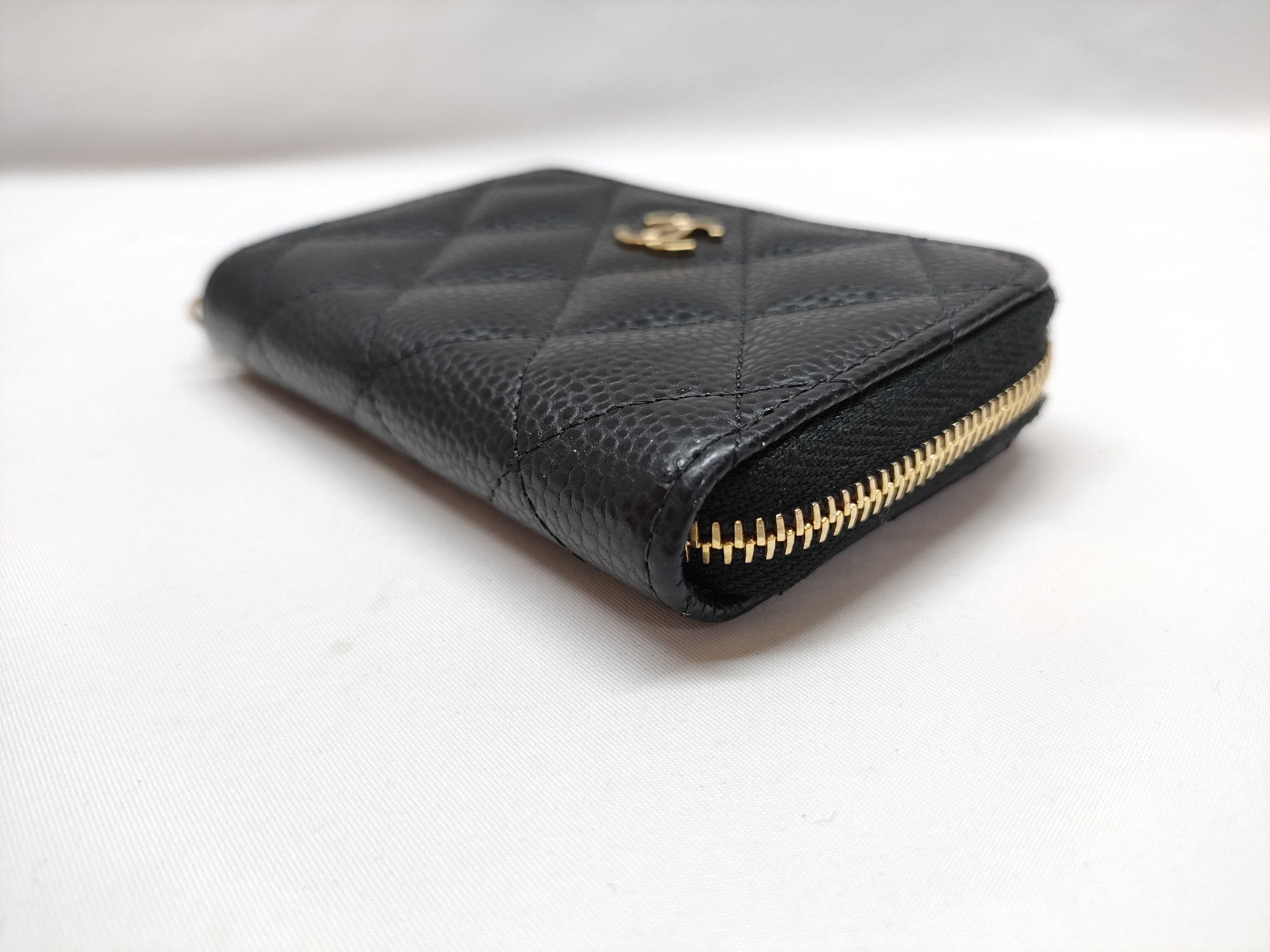 Caviar Skin Zippy Coin Purse with Gold Hardware Coin Case — view 3