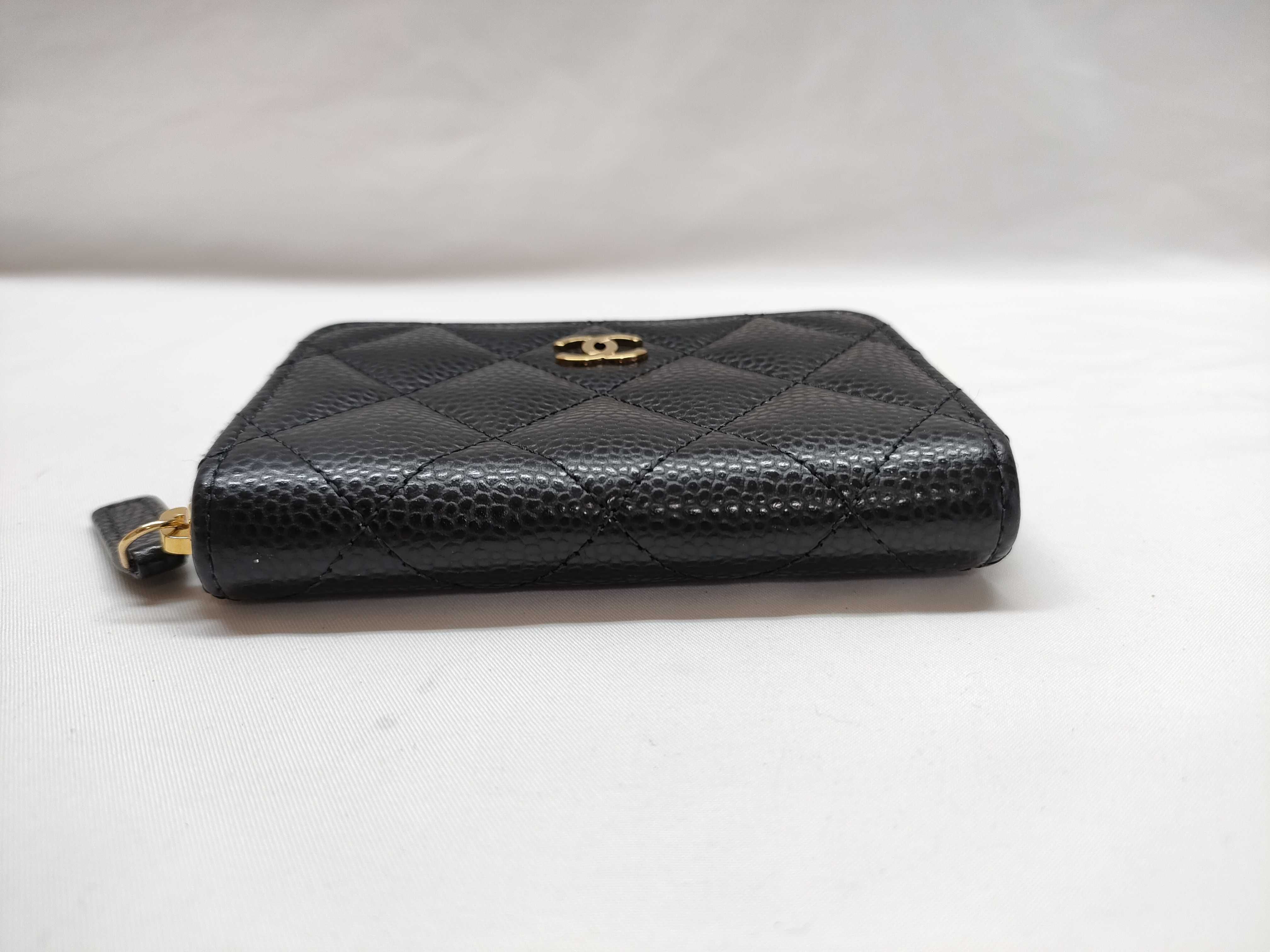 Caviar Skin Zippy Coin Purse with Gold Hardware Coin Case — view 4