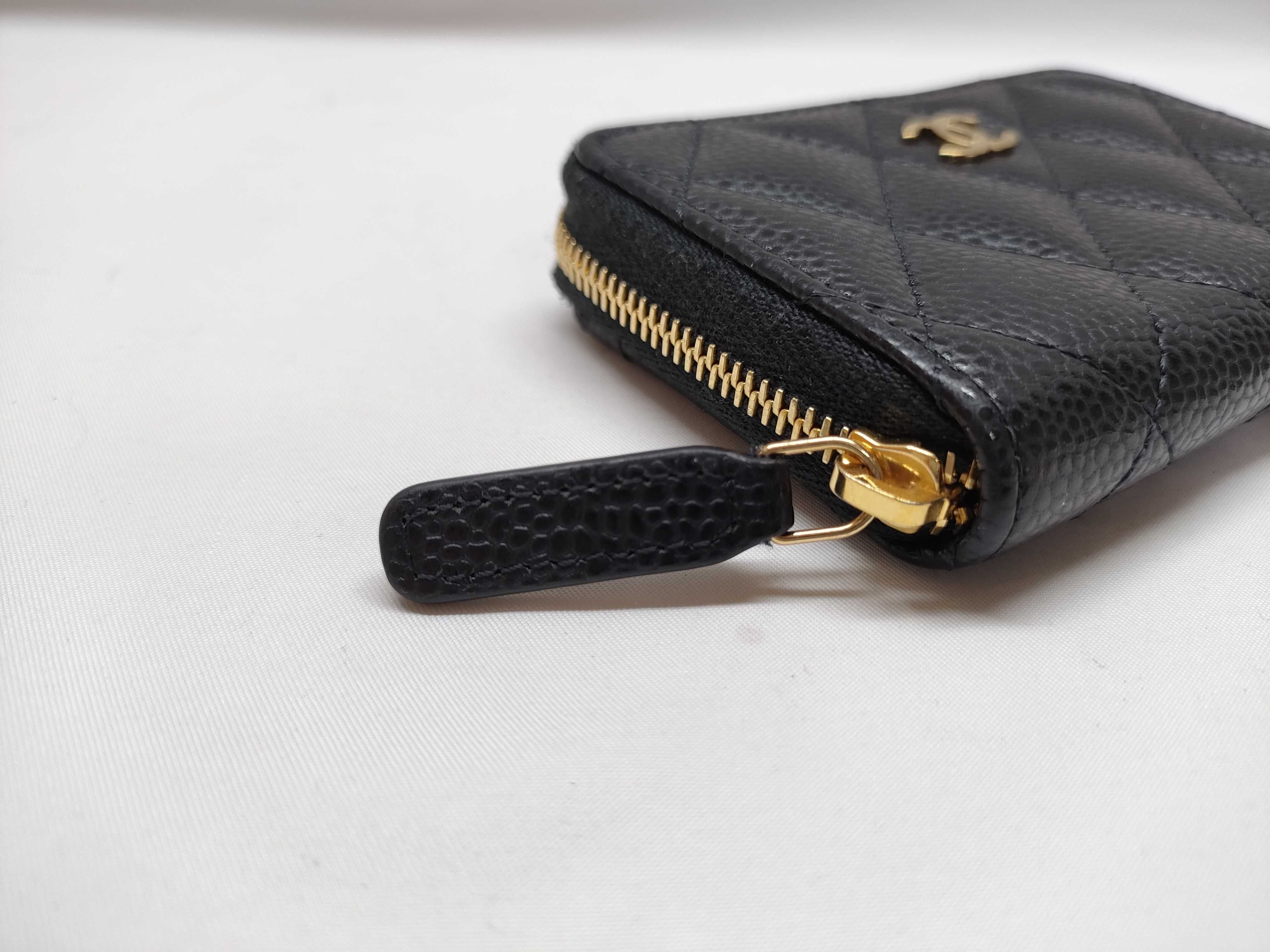 Caviar Skin Zippy Coin Purse with Gold Hardware Coin Case — view 5