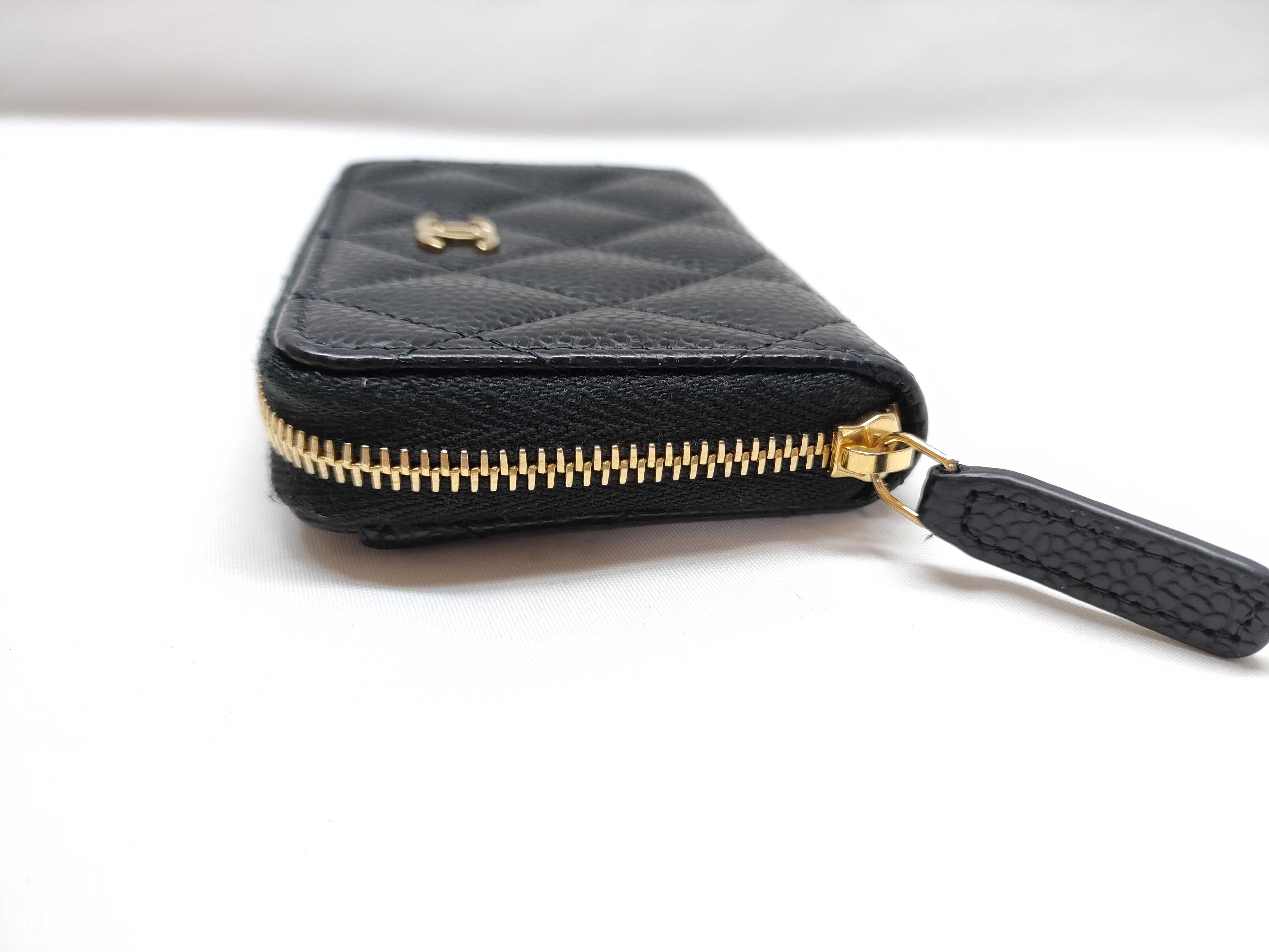 Caviar Skin Zippy Coin Purse with Gold Hardware Coin Case — view 6