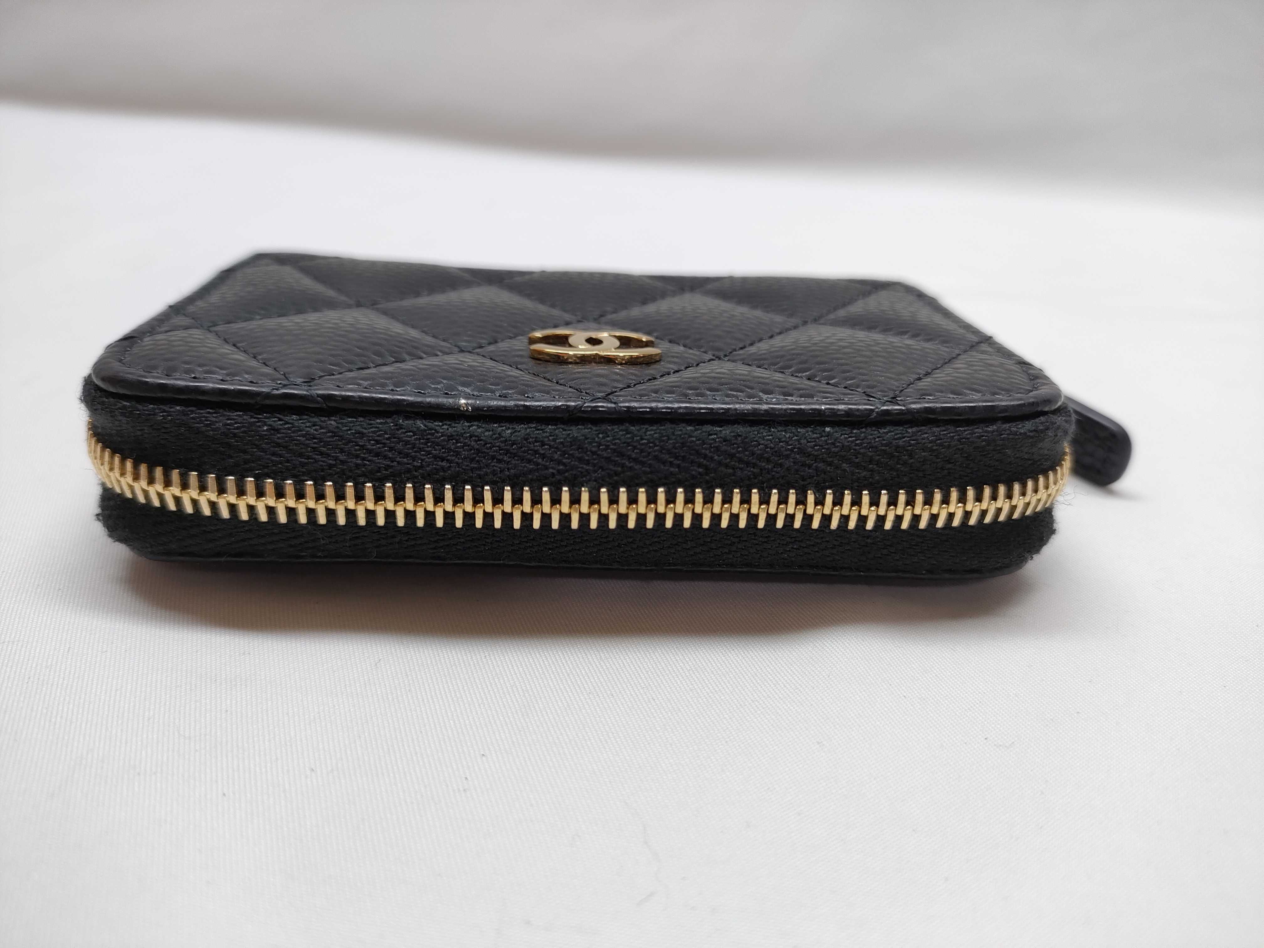 Caviar Skin Zippy Coin Purse with Gold Hardware Coin Case — view 7