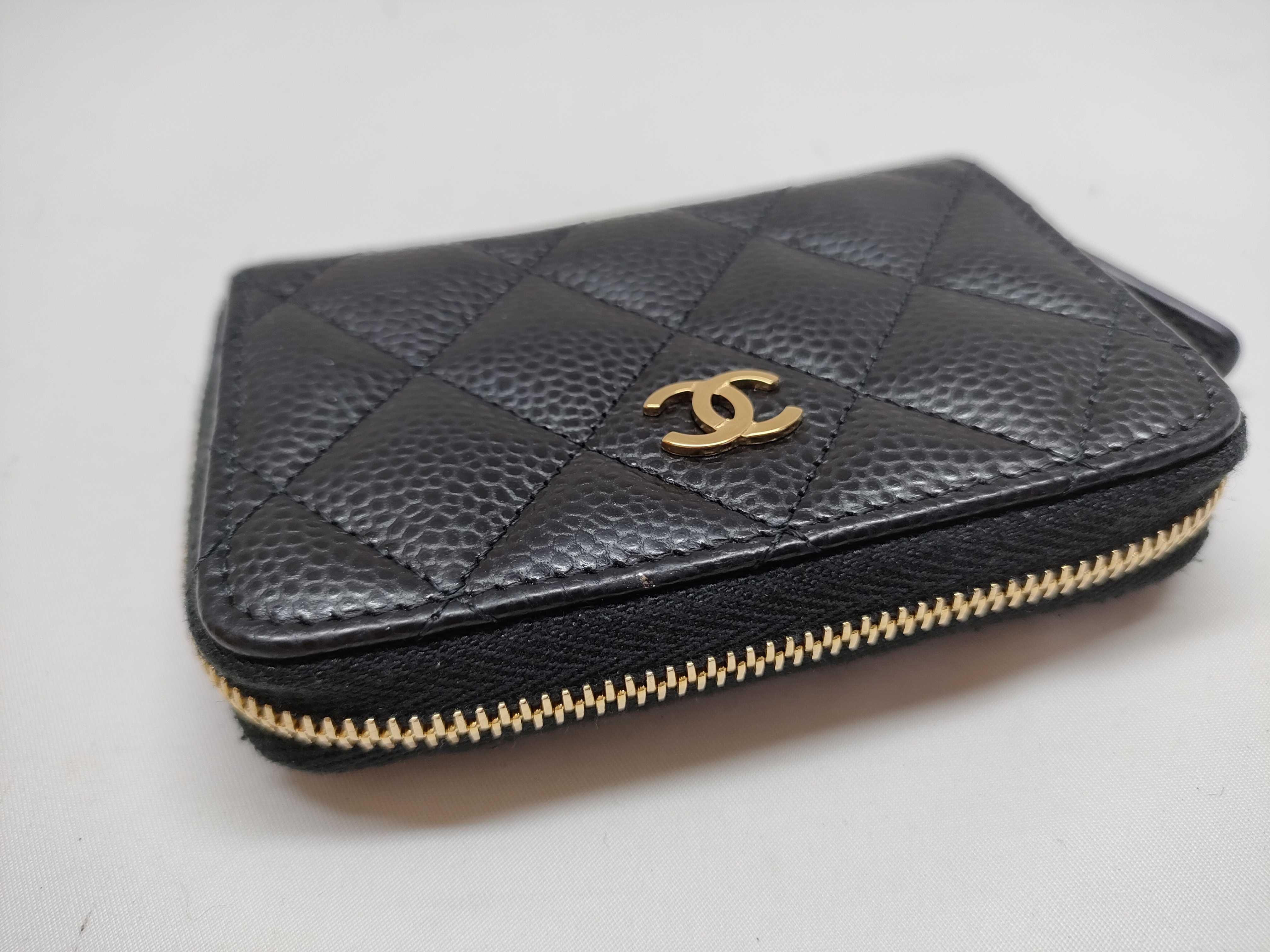 Caviar Skin Zippy Coin Purse with Gold Hardware Coin Case — view 8