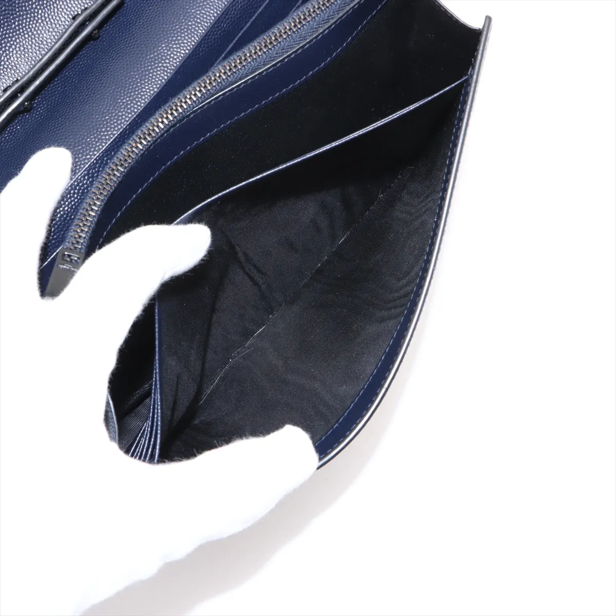 Monogram Leather Chain Wallet Navy 377829 — view 7