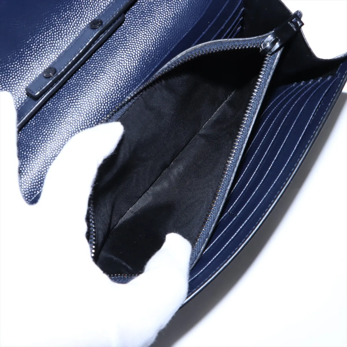 Monogram Leather Chain Wallet Navy 377829 — view 8