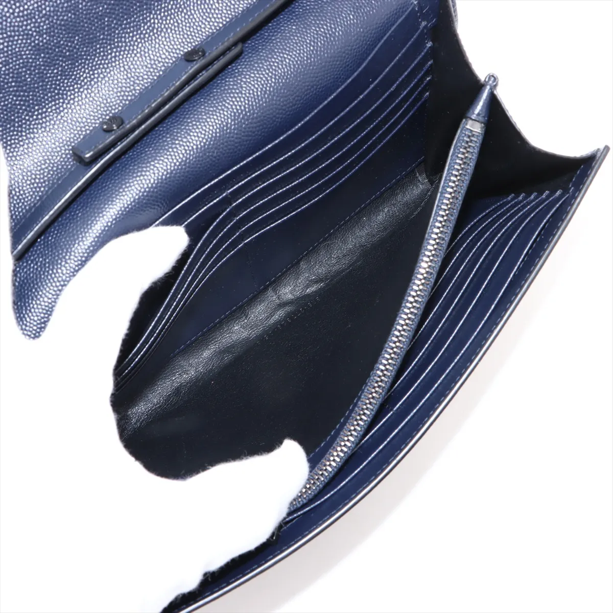 Monogram Leather Chain Wallet Navy 377829 — view 9