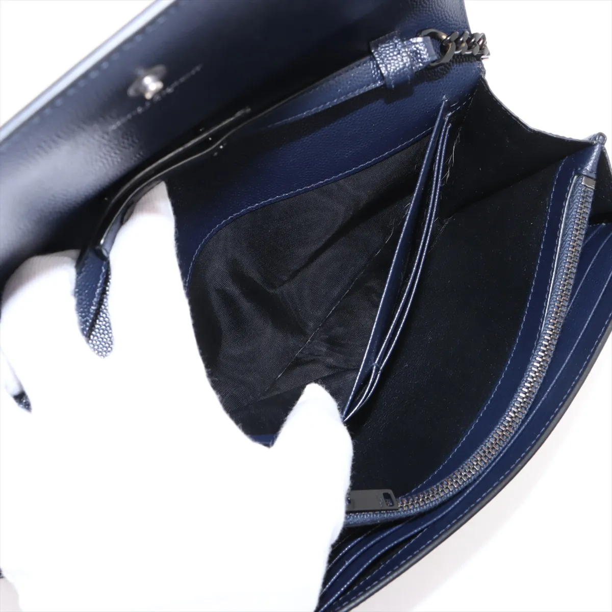 Monogram Leather Chain Wallet Navy 377829 — view 10