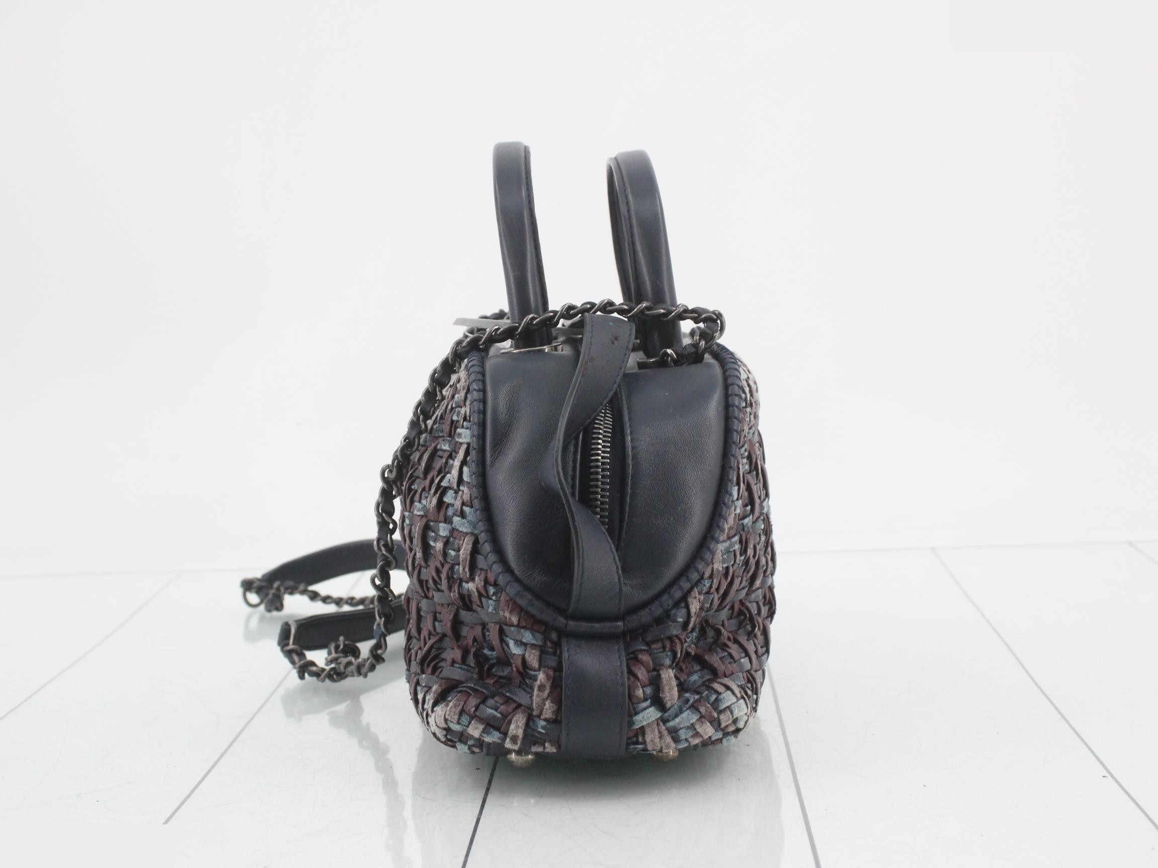 Leather braided 2-way chain shoulder/handbag — view 3