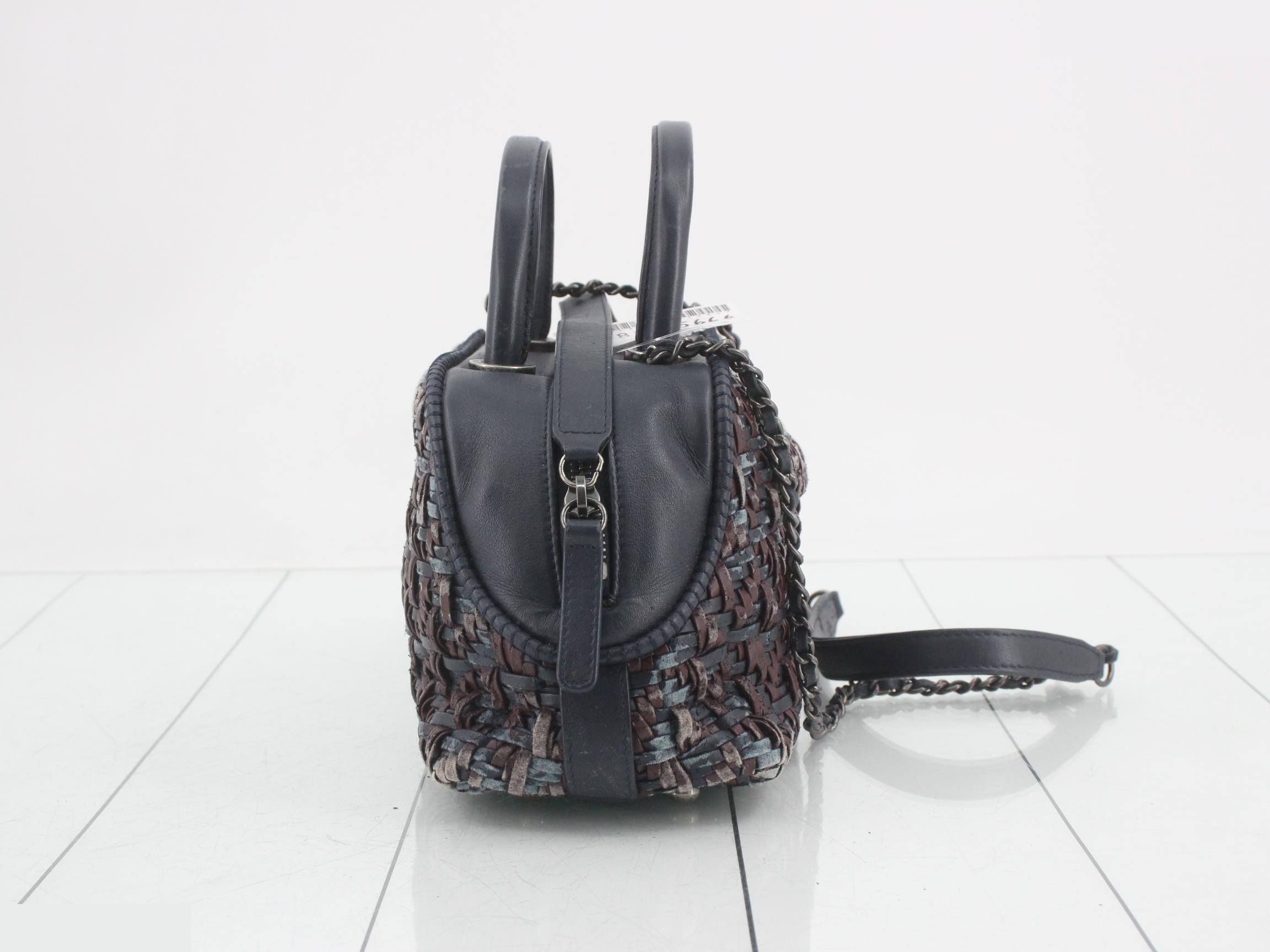Leather braided 2-way chain shoulder/handbag — view 4