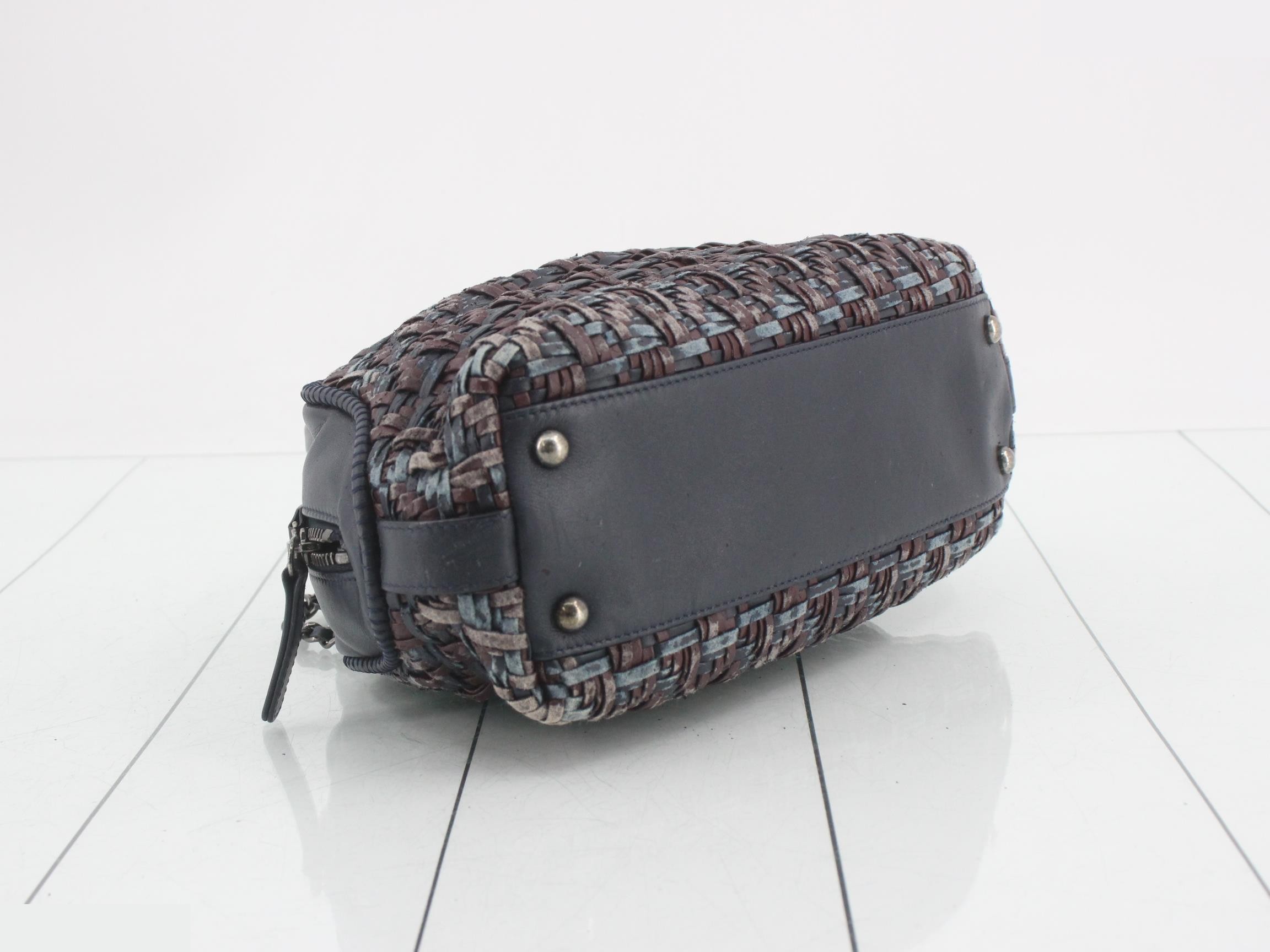 Leather braided 2-way chain shoulder/handbag — view 5
