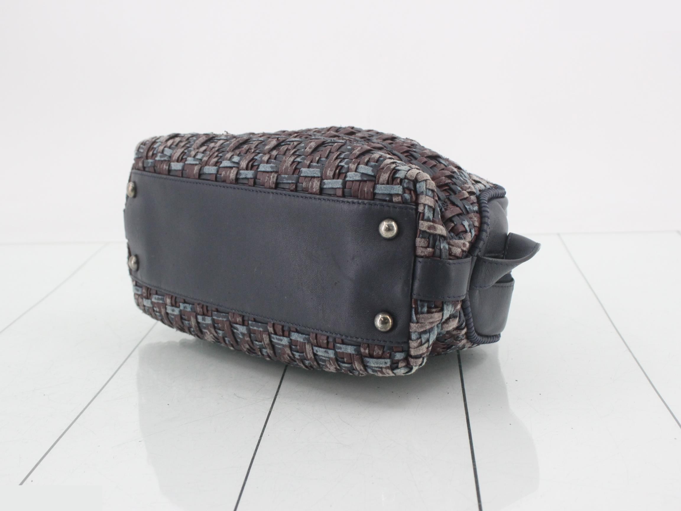 Leather braided 2-way chain shoulder/handbag — view 6
