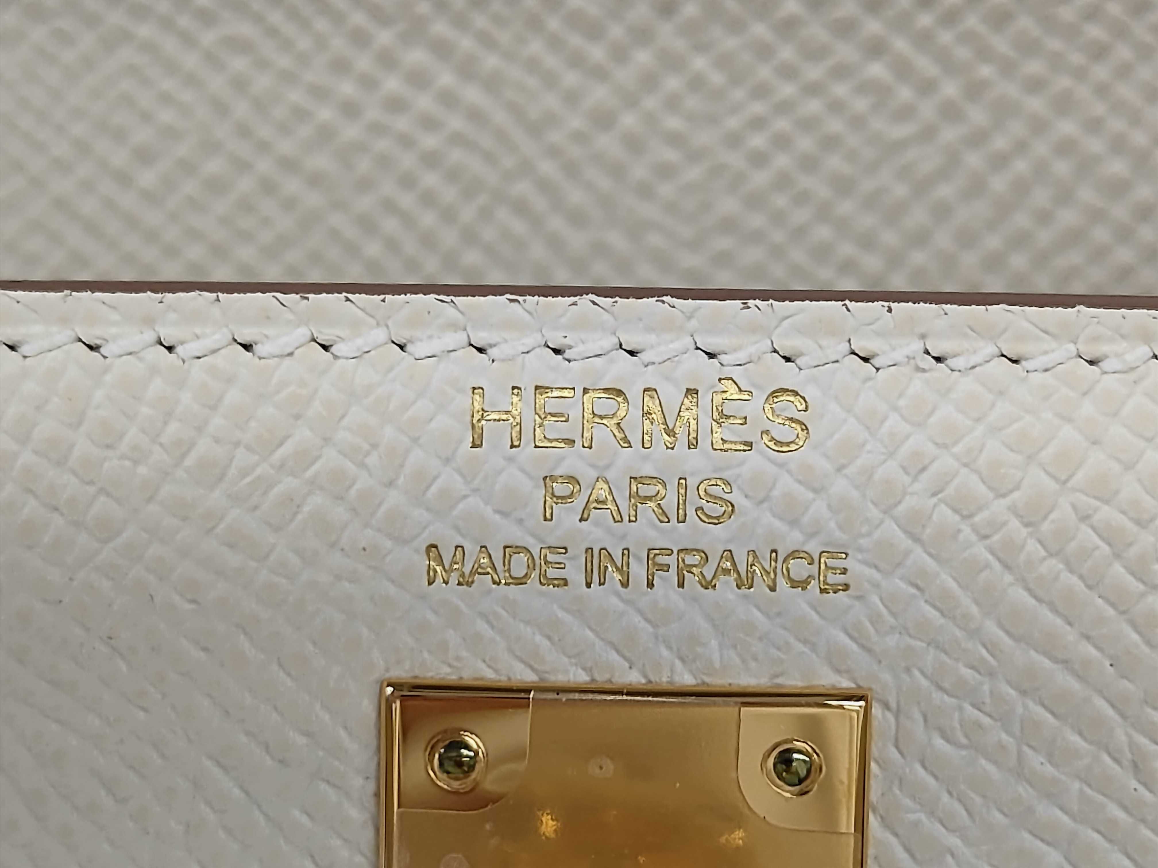 Kelly 25 Craie Gold Hardware Epsom Leather Z Stamp Handbag — view 11