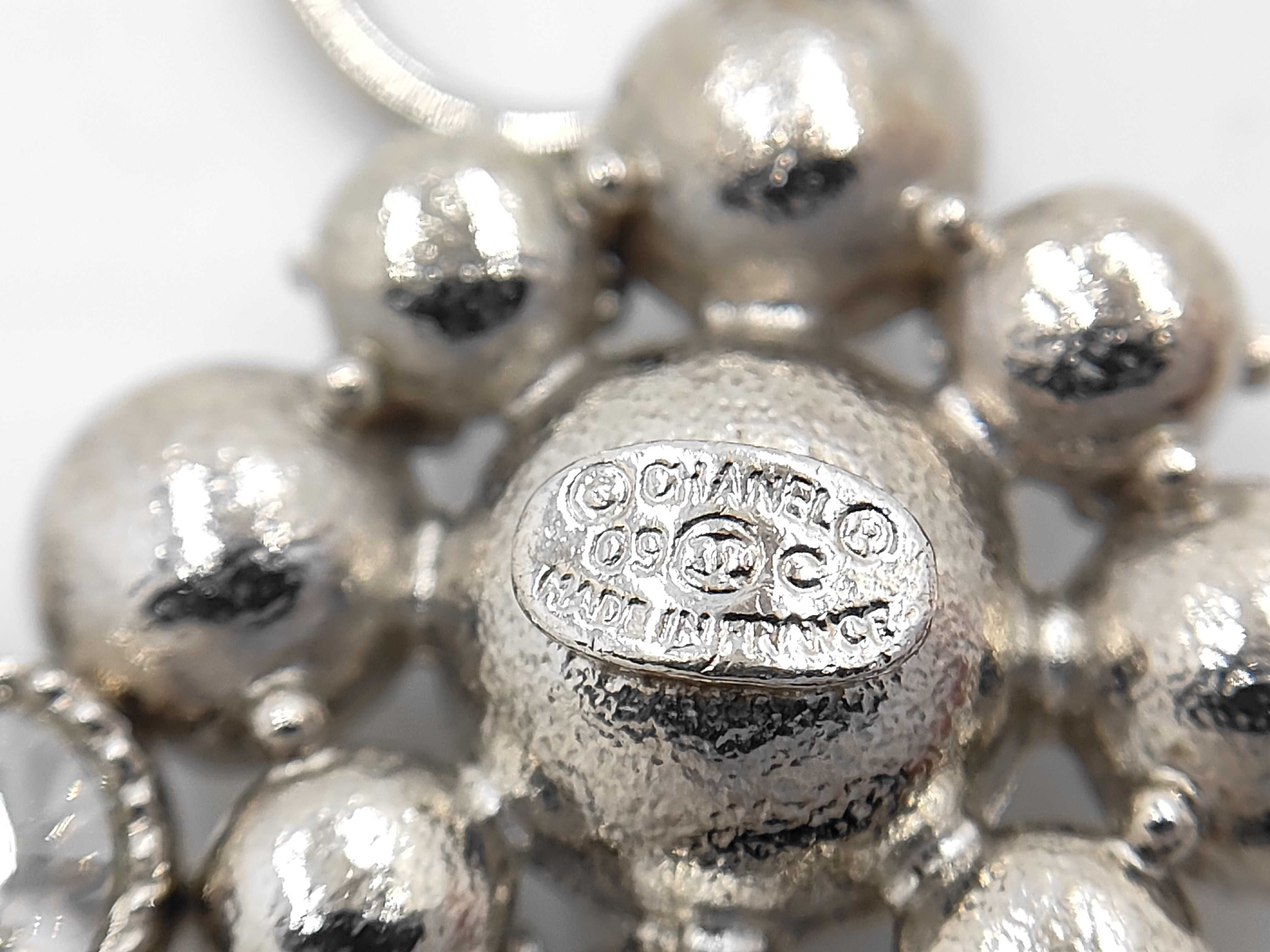 Coco Mark Earrings, Rhinestone, Silver, 09C, Chanel Earrings — view 4