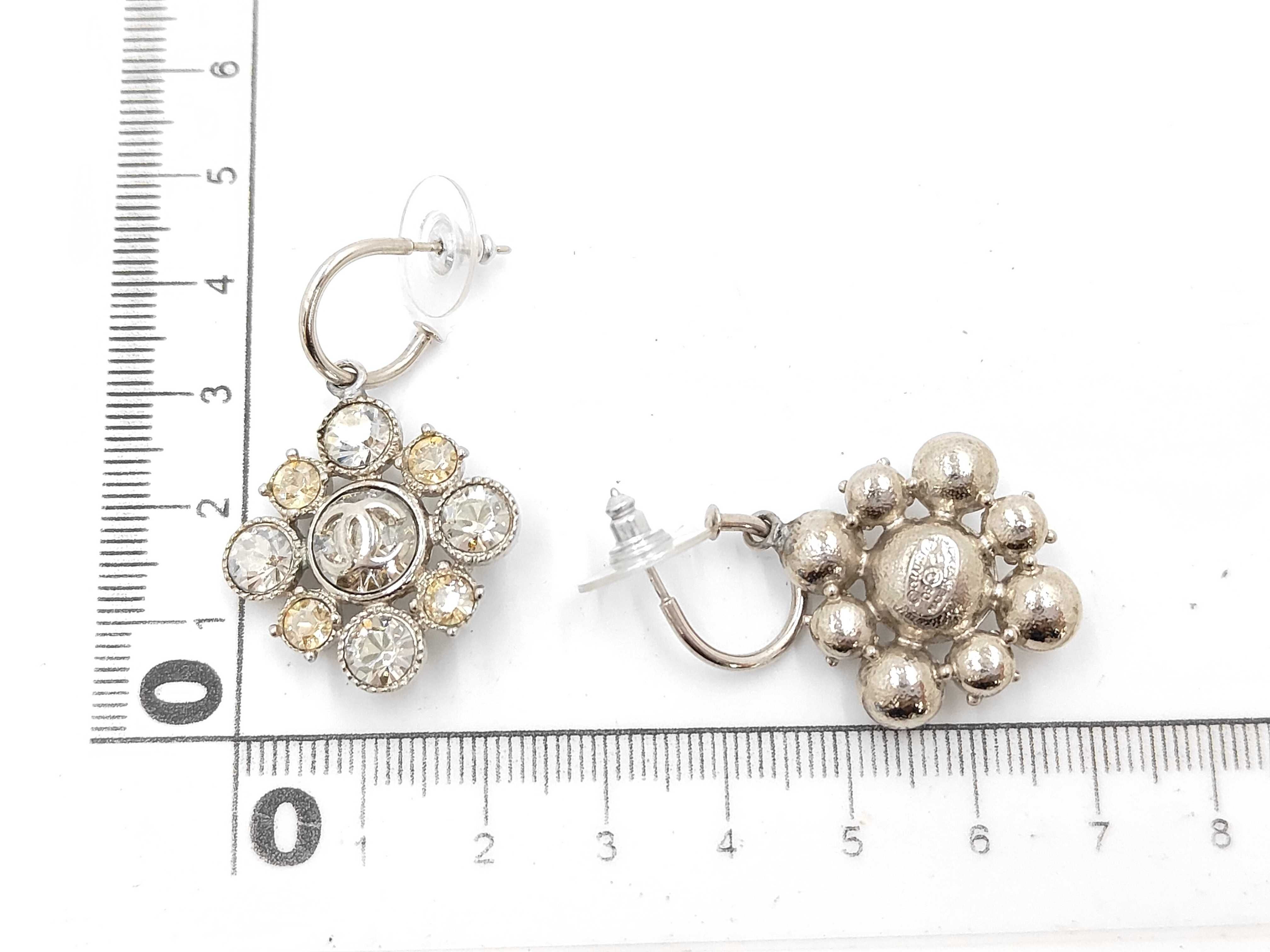 Coco Mark Earrings, Rhinestone, Silver, 09C, Chanel Earrings — view 6