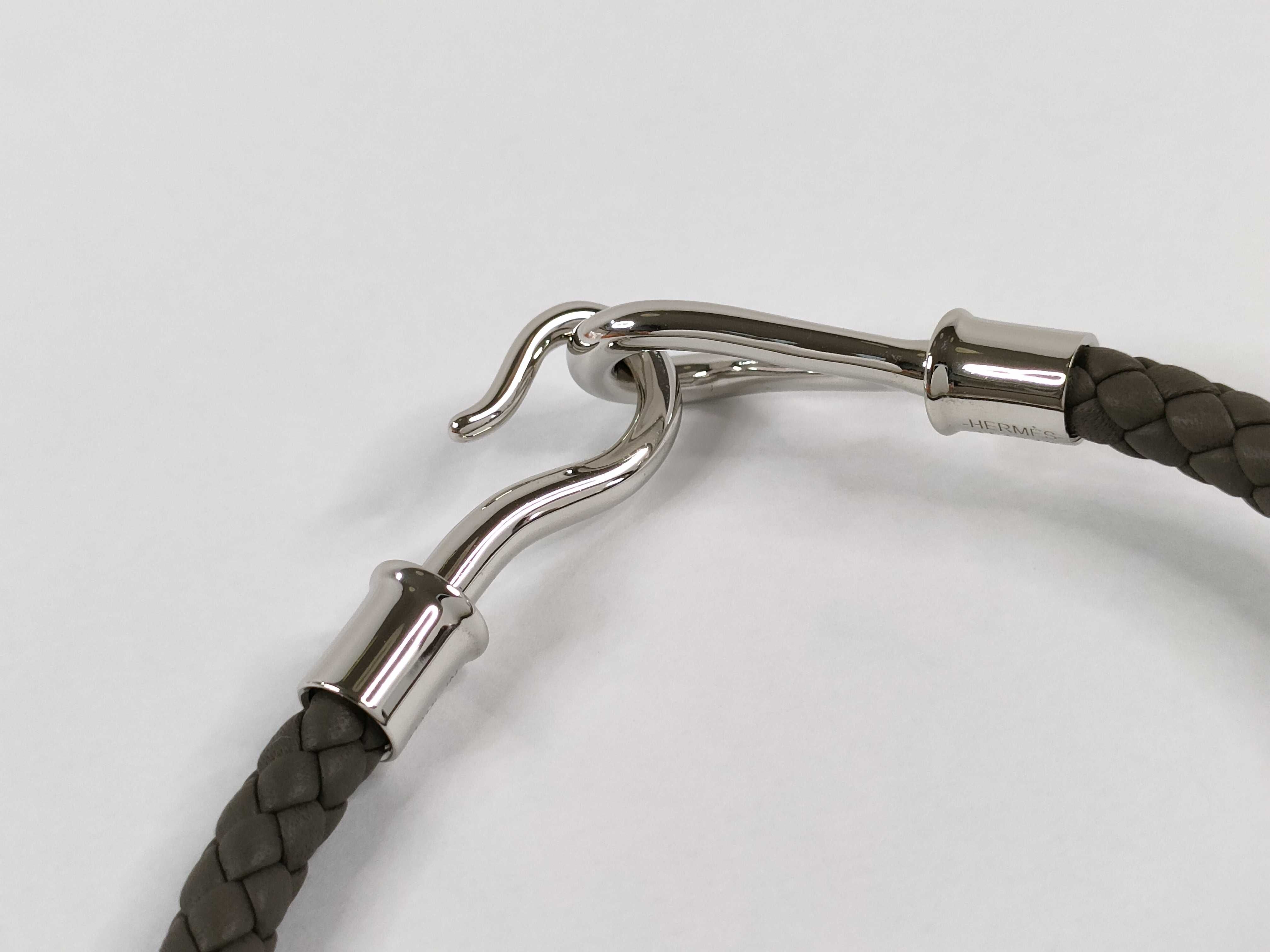 Jumbo Braided Bracelet, Dark Gray x Silver Hardware, Unused, Bracelet/Bangle — view 3