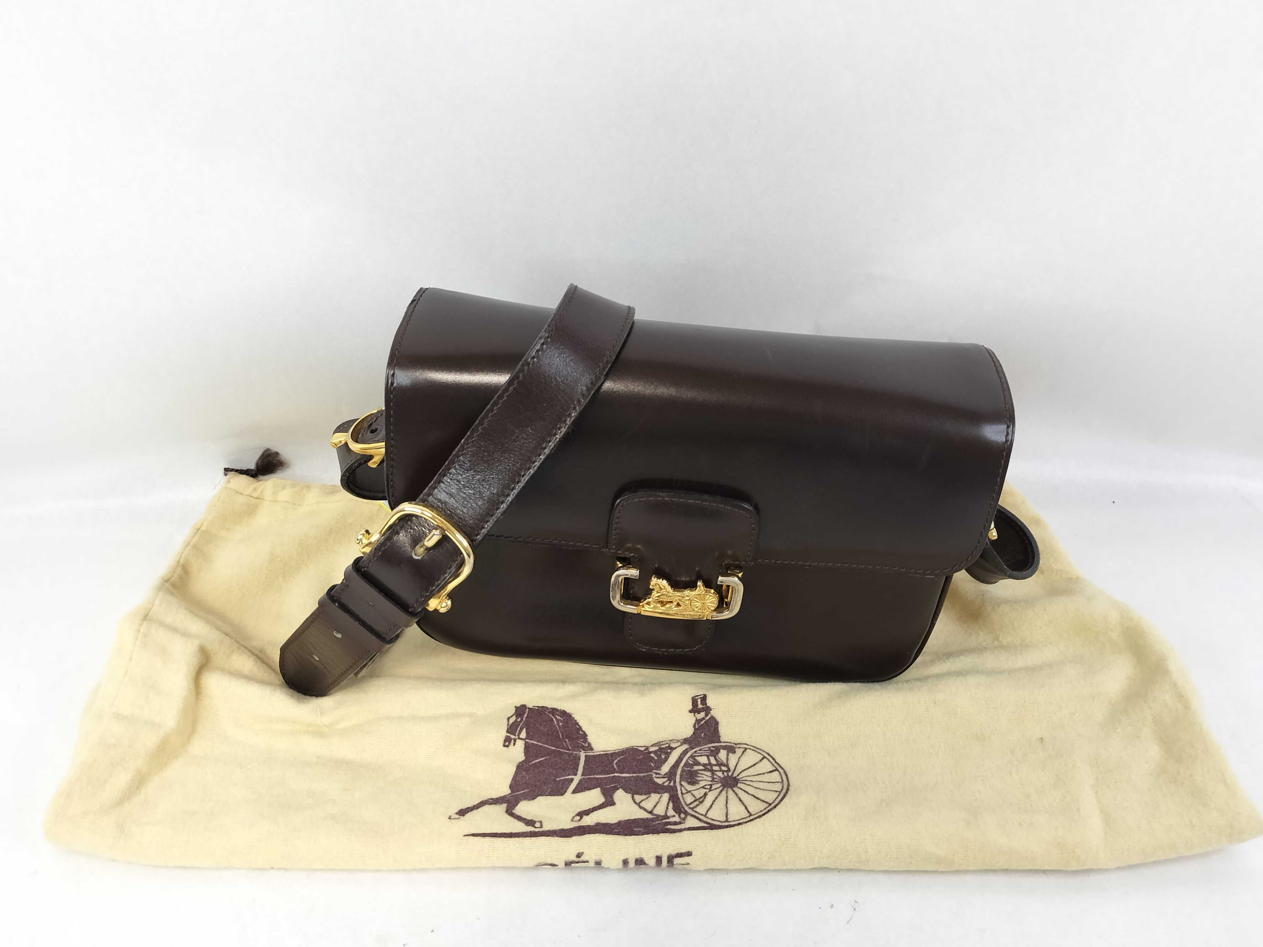 Leather One-Shoulder Bag with Carriage Hardware, Brown