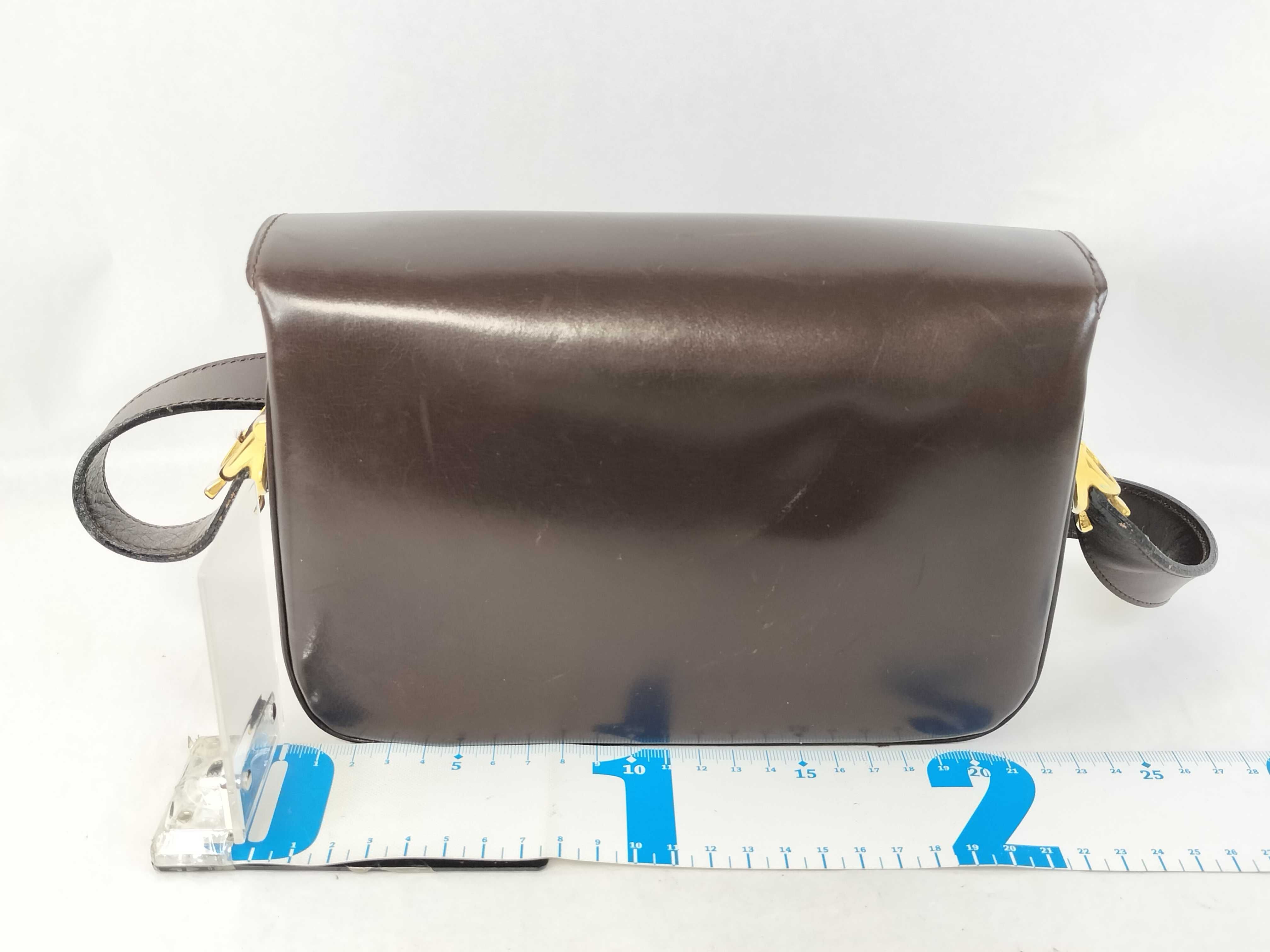 Leather One-Shoulder Bag with Carriage Hardware, Brown — view 2