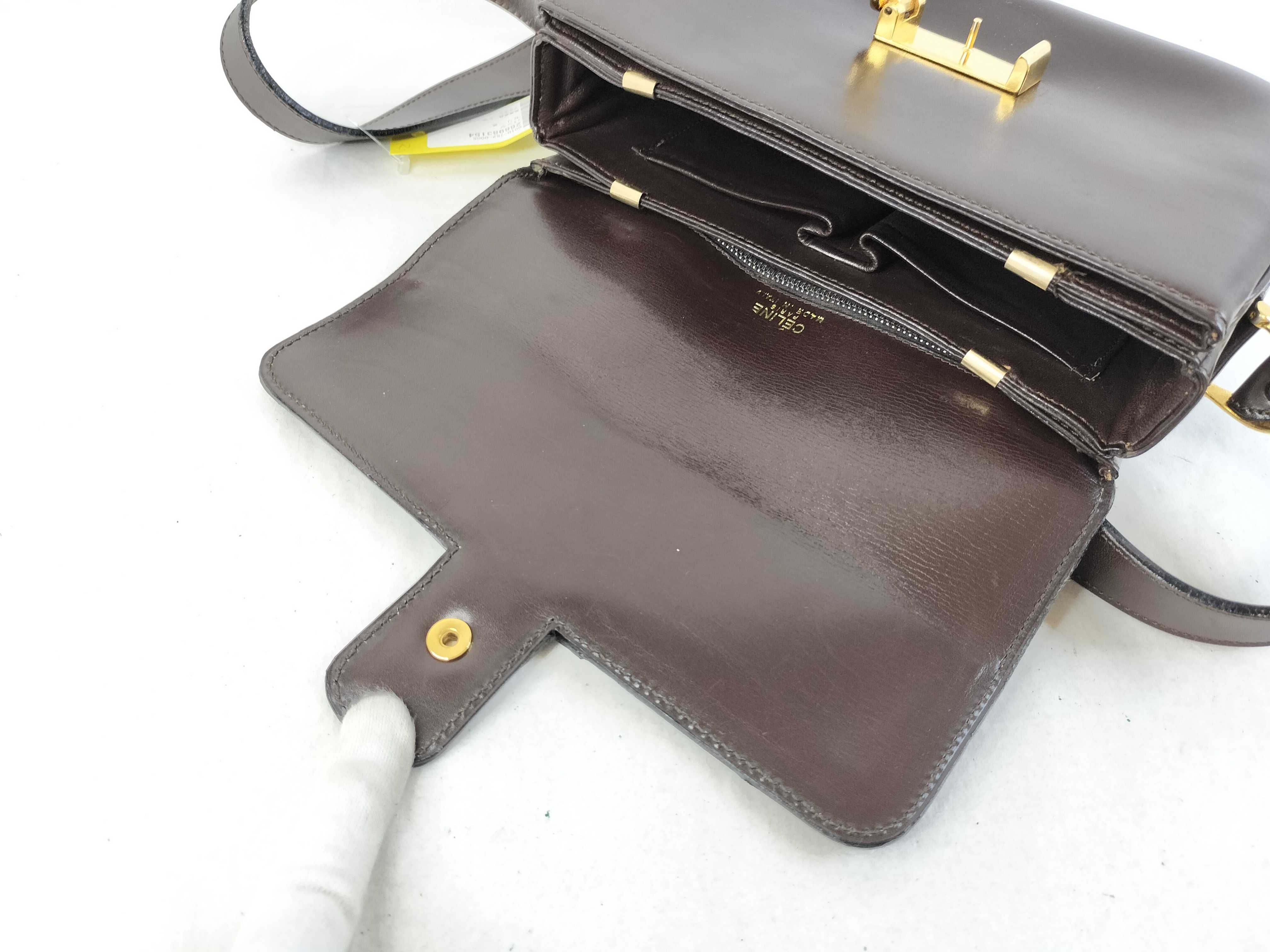 Leather One-Shoulder Bag with Carriage Hardware, Brown — view 12