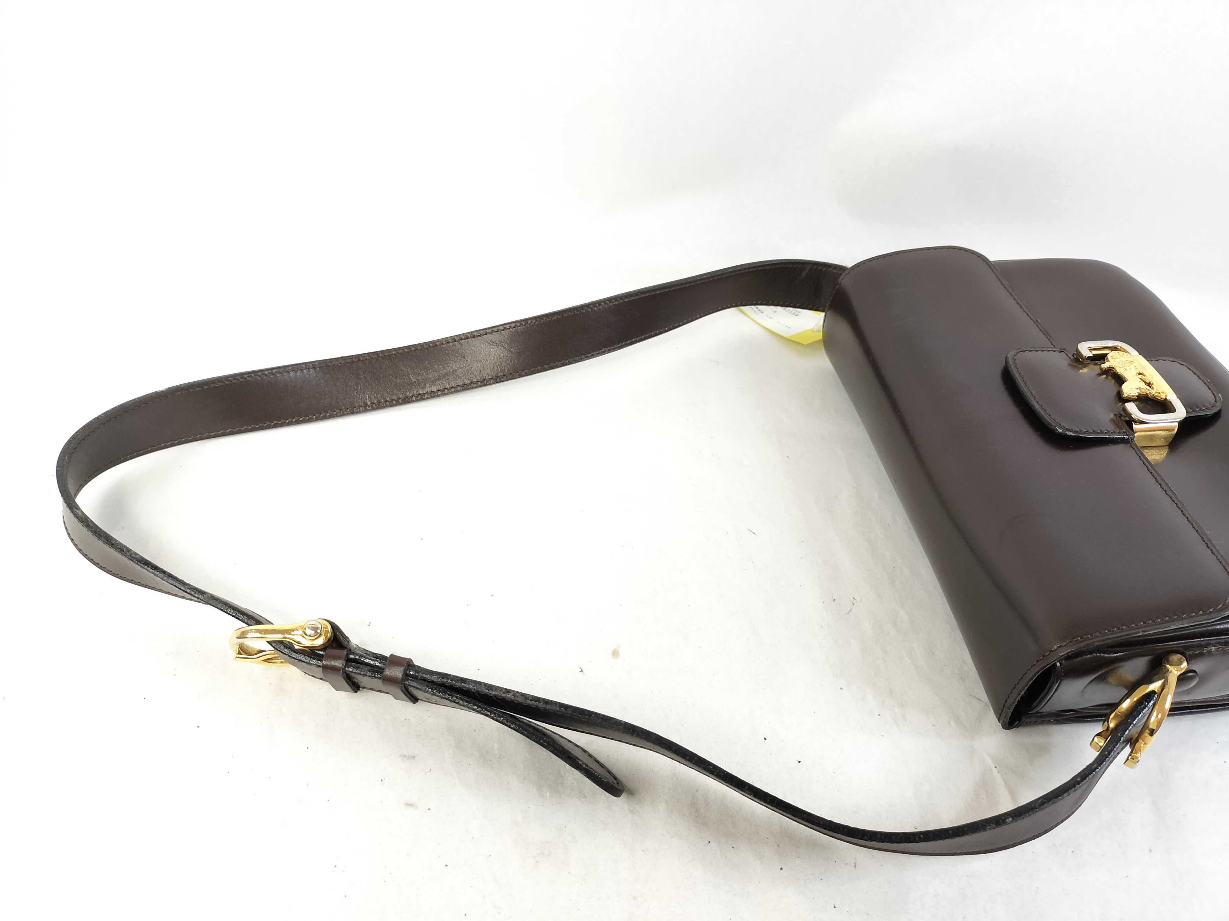 Leather One-Shoulder Bag with Carriage Hardware, Brown — view 5