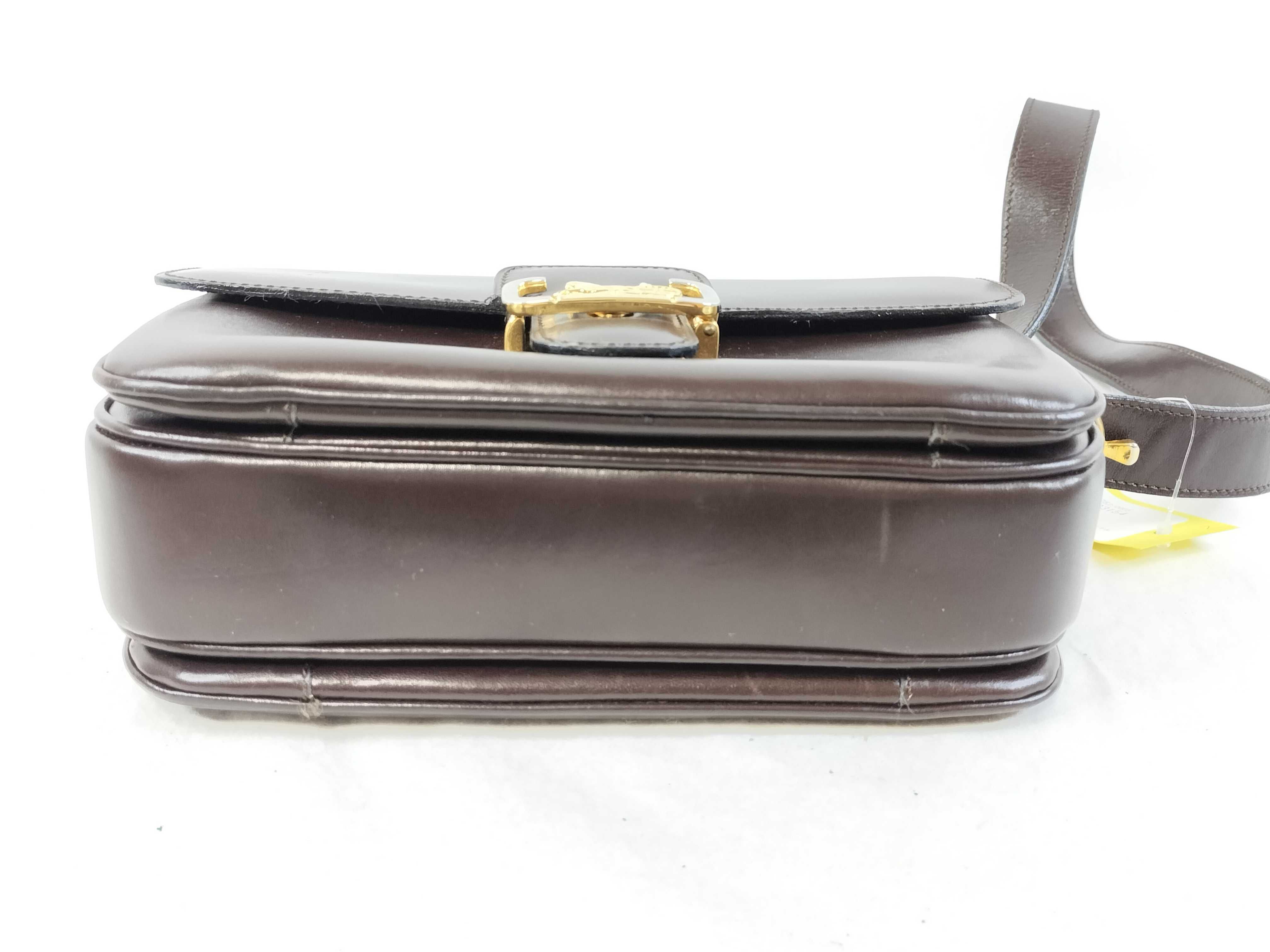 Leather One-Shoulder Bag with Carriage Hardware, Brown — view 7