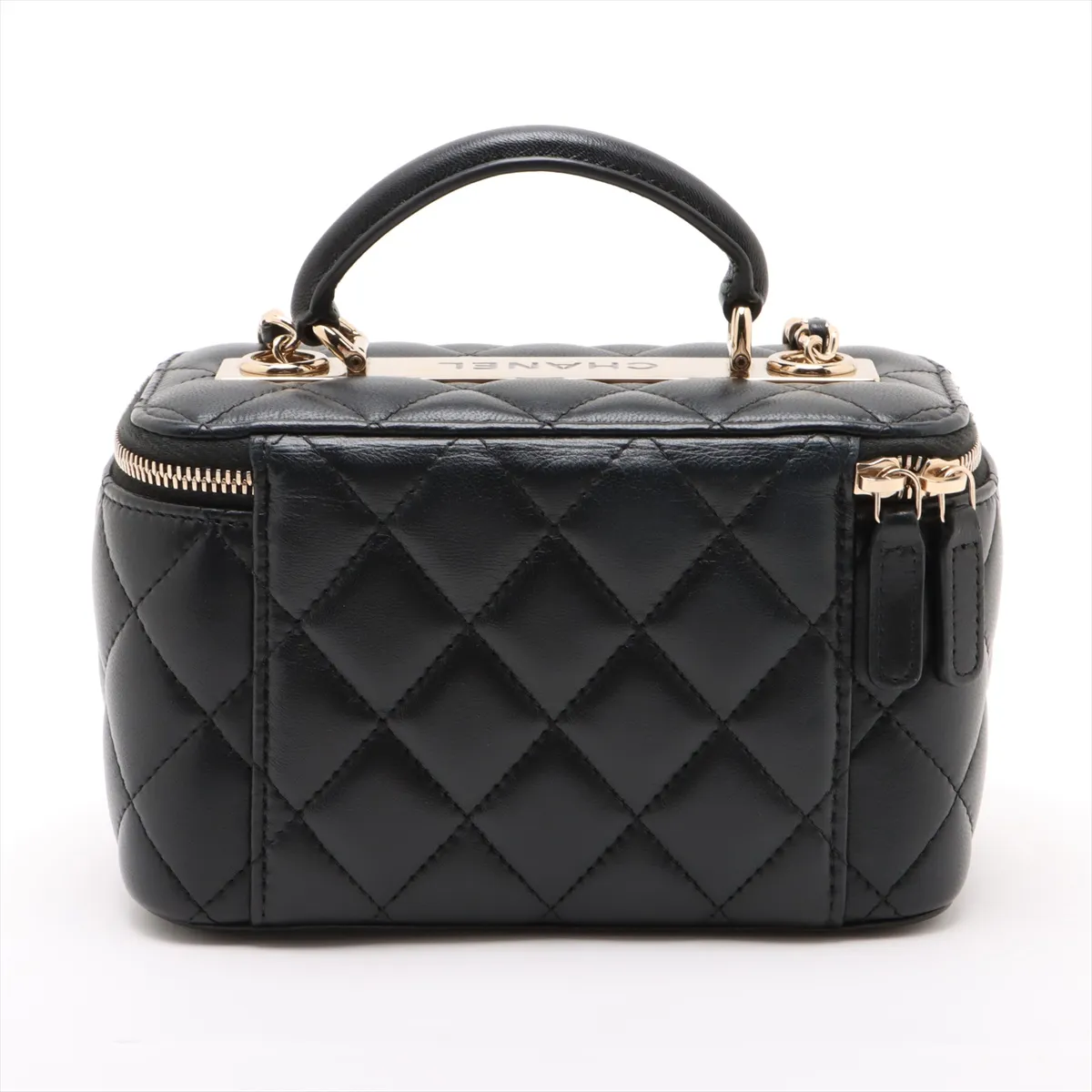 Matelasse Lambskin Vanity Bag Black Gold Hardware CECLG789 Random Serial — view 2