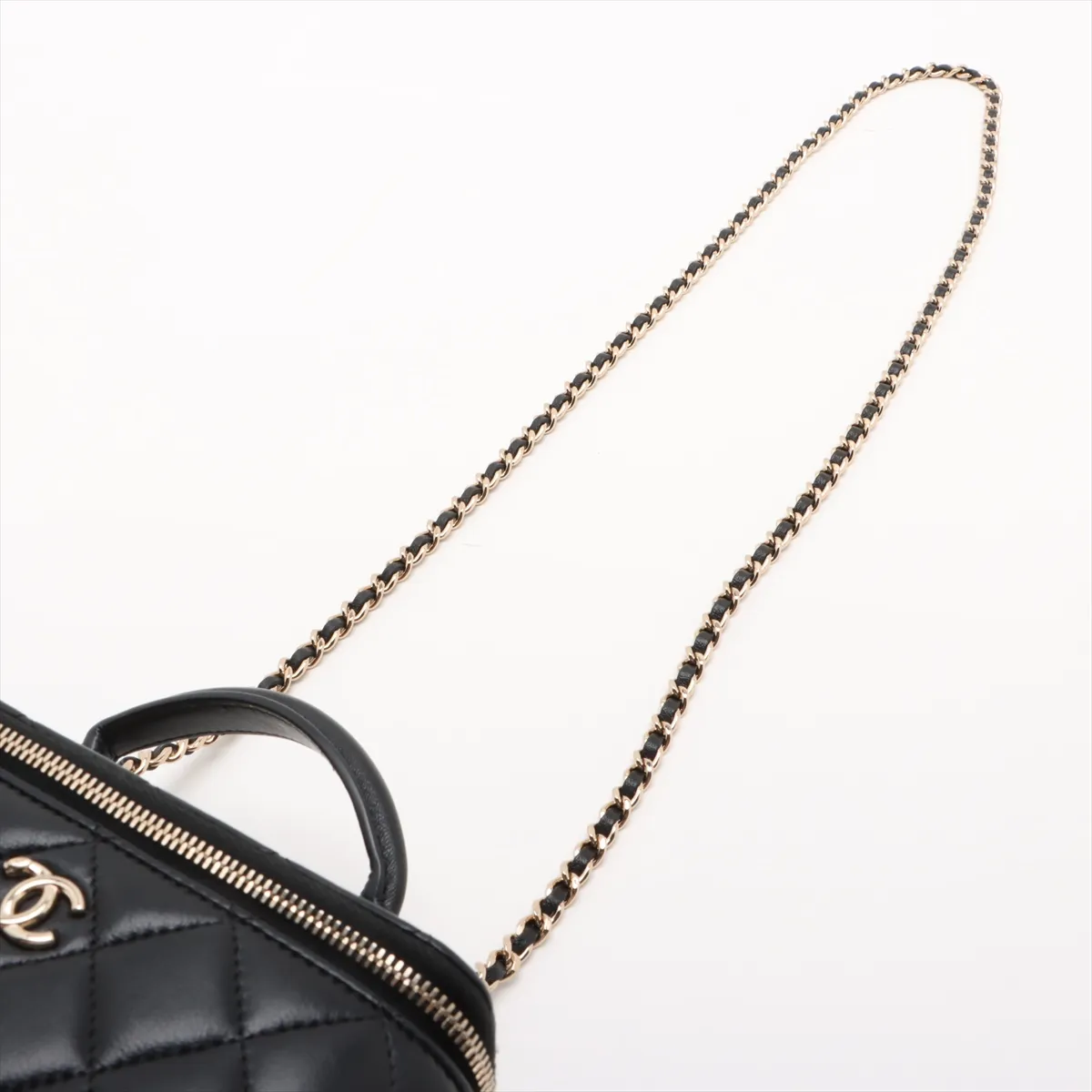 Matelasse Lambskin Vanity Bag Black Gold Hardware CECLG789 Random Serial — view 7