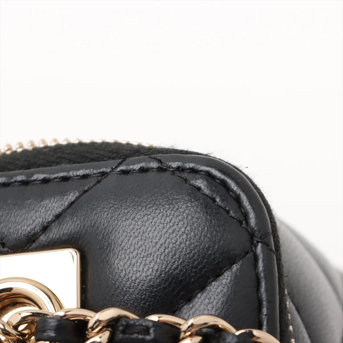 Matelasse Lambskin Vanity Bag Black Gold Hardware CECLG789 Random Serial — view 10