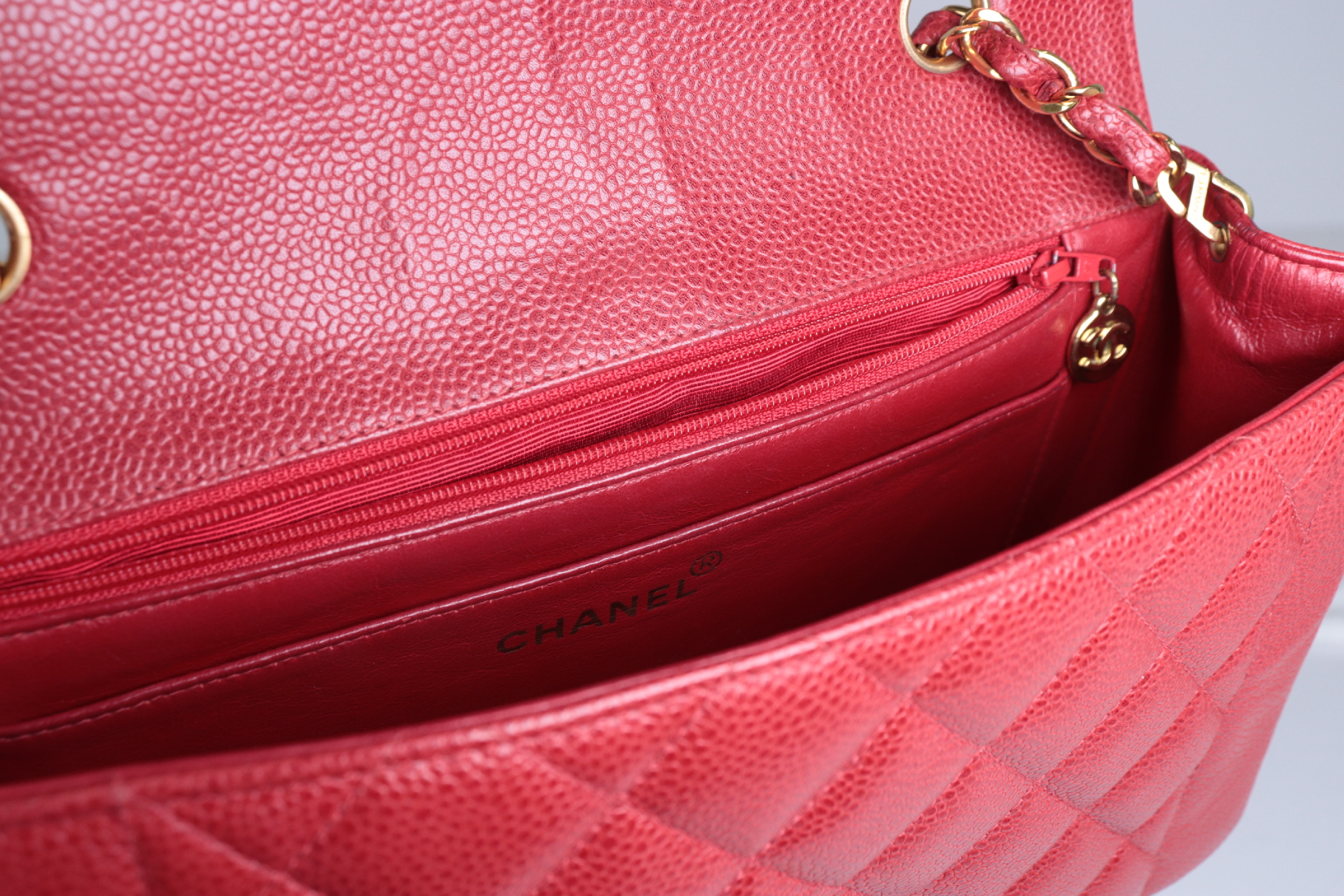 Diana 25 Caviar Chain Shoulder Bag, Red, Series 3 — view 8