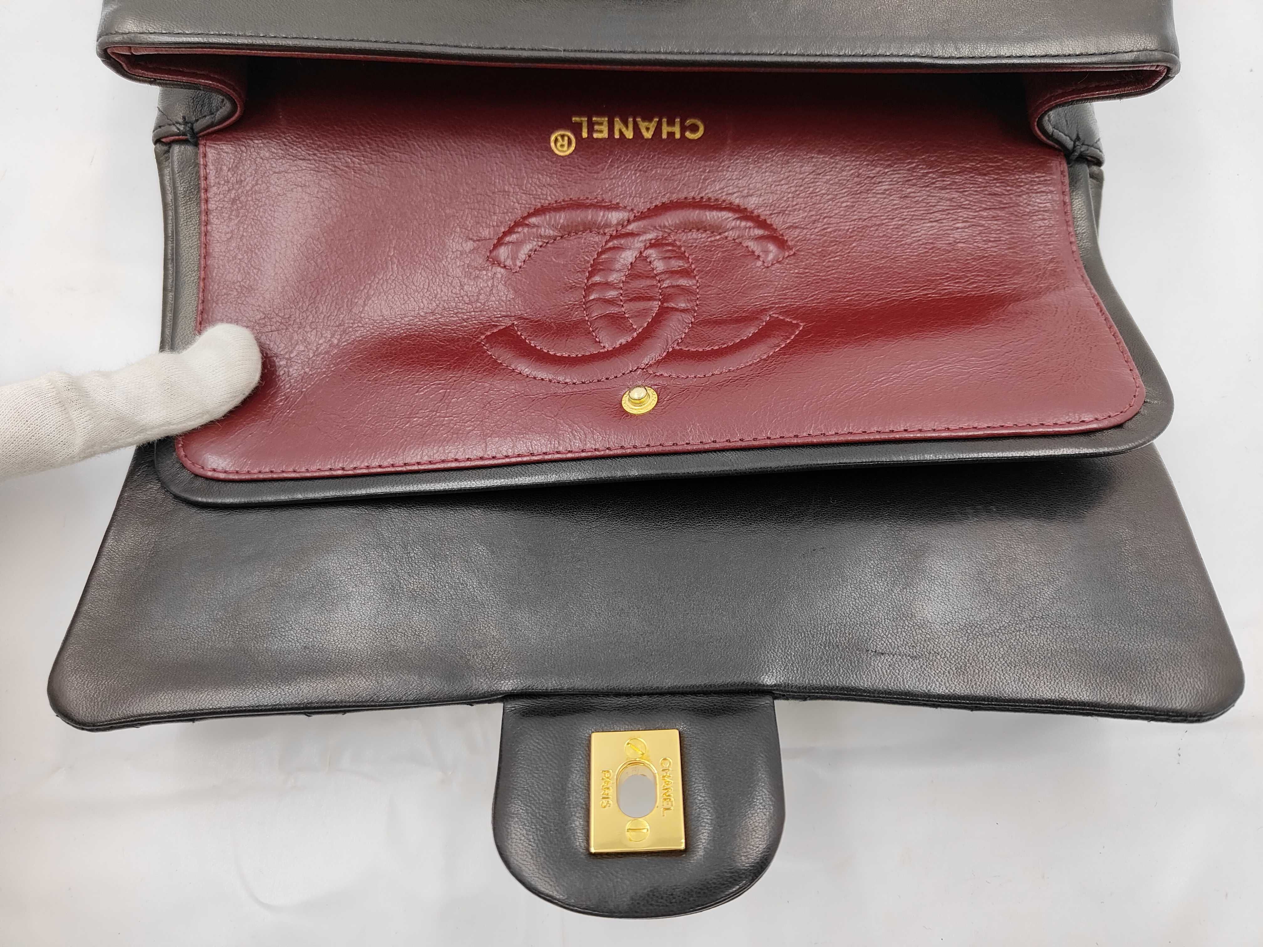 Matelassé Double Flap Shoulder Bag, Black — view 8