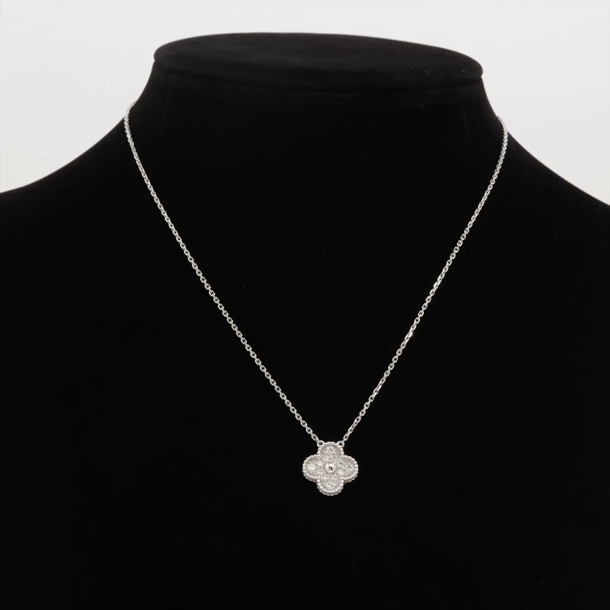 Vintage Alhambra Diamond Necklace 750(WG) 5.6g JA529409 — view 5