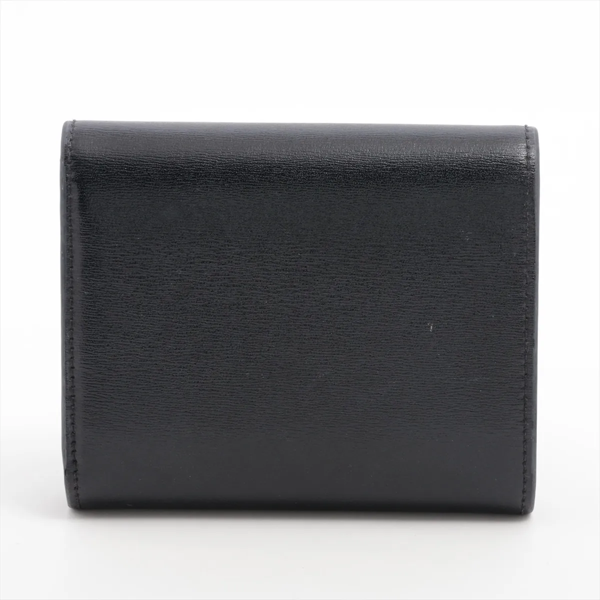 Triomphe Small Flap Wallet Leather Compact Wallet Black — view 2