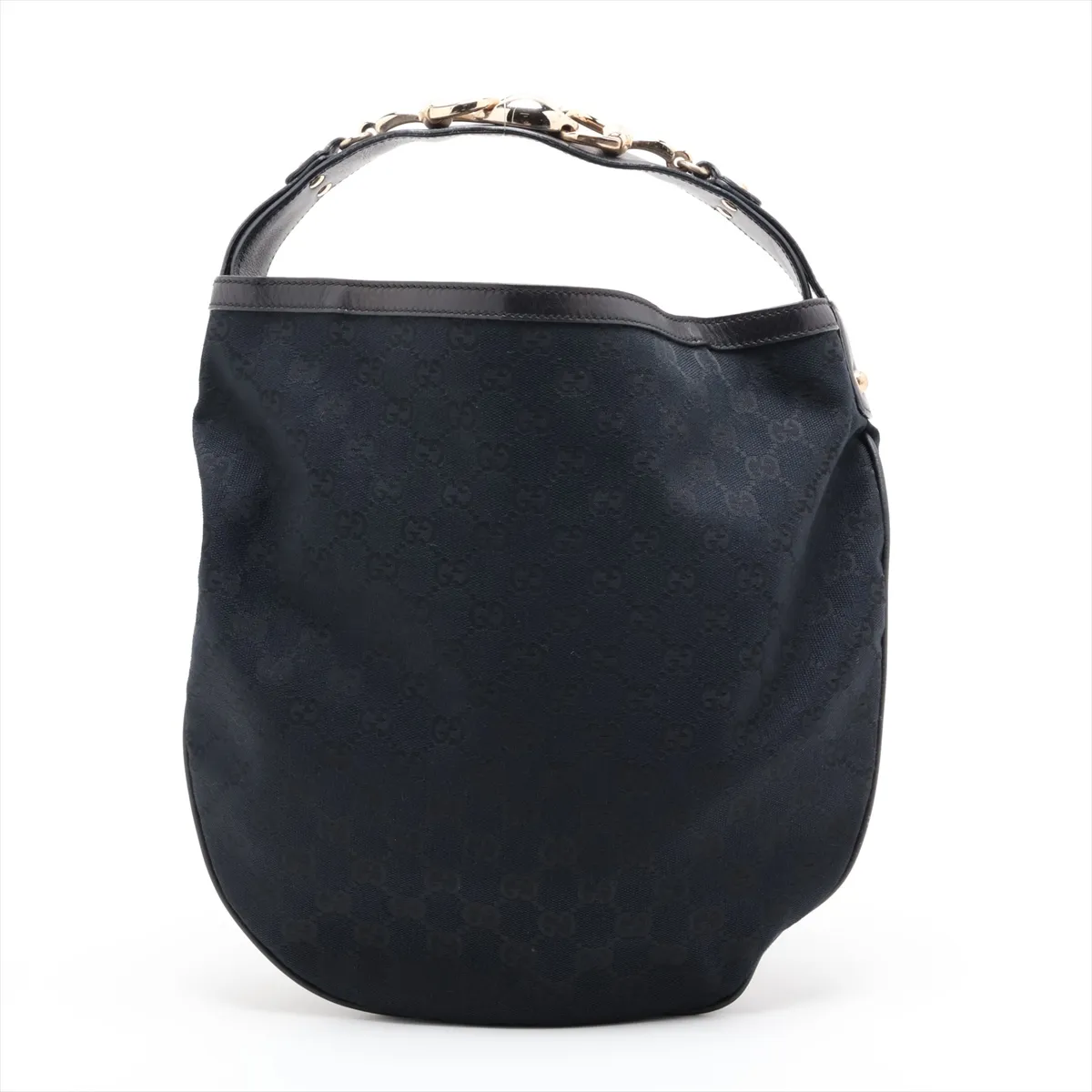 GG Canvas Horsebit 170013 Canvas x Leather Shoulder Bag Navy x Black — view 2
