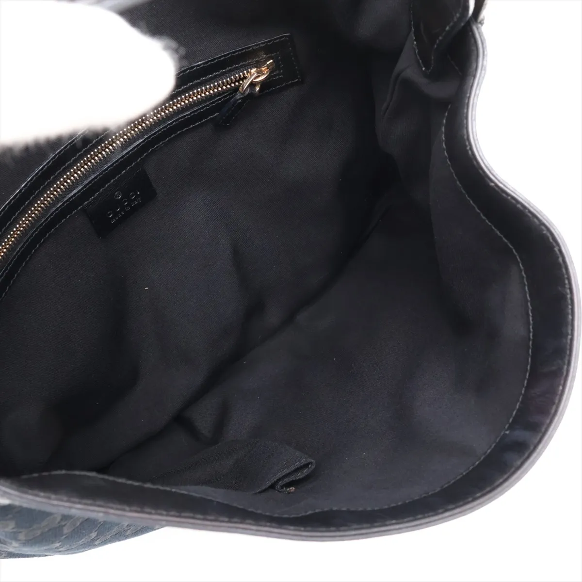 GG Canvas Horsebit 170013 Canvas x Leather Shoulder Bag Navy x Black — view 7