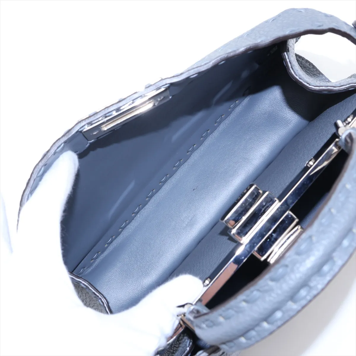 Selleria Peekaboo I.U. Small 8BN327 Leather 2-Way Handbag, Gray — view 10