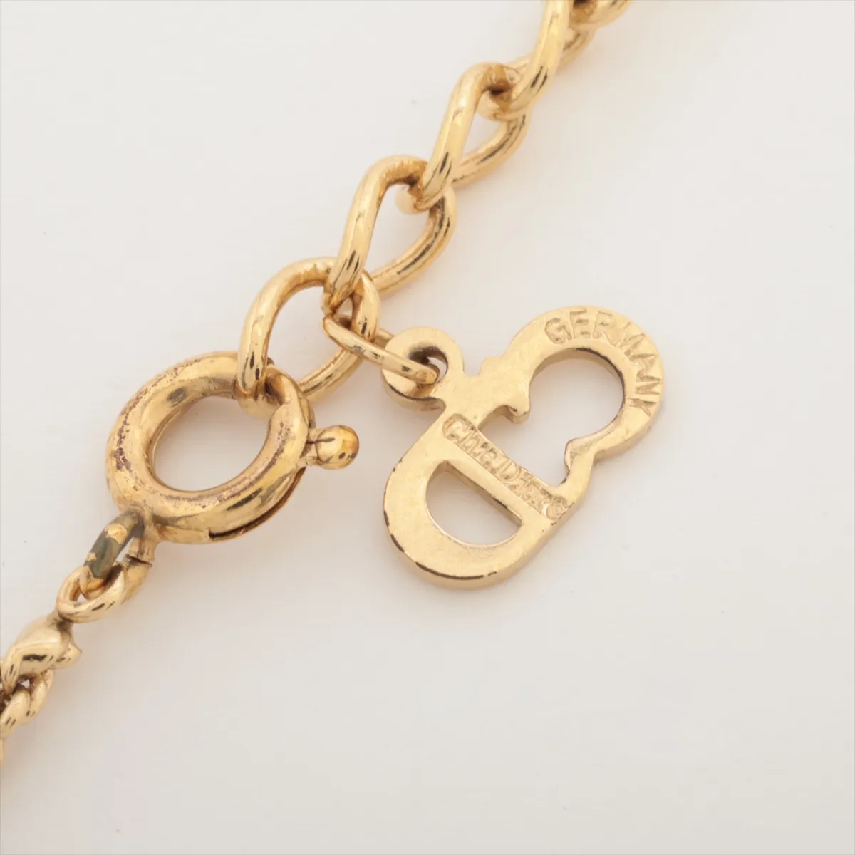 necklace, gold and black, GP (gold plated) with rhinestones. Shows signs of wear, including — view 4