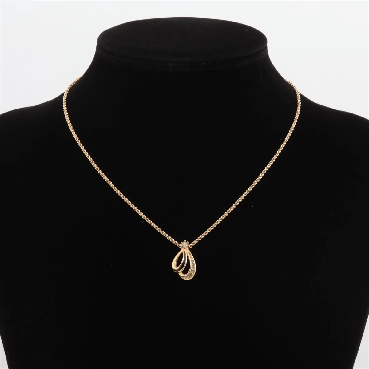 necklace, gold and black, GP (gold plated) with rhinestones. Shows signs of wear, including — view 5