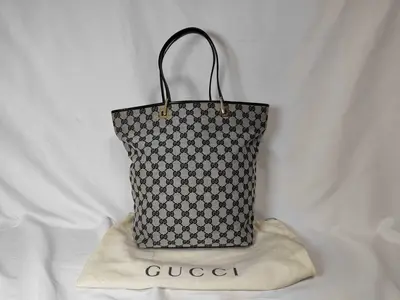 Tote Bag 002 1098 3444 GG Pattern GG Canvas Leather Women's Navy Tote Bag