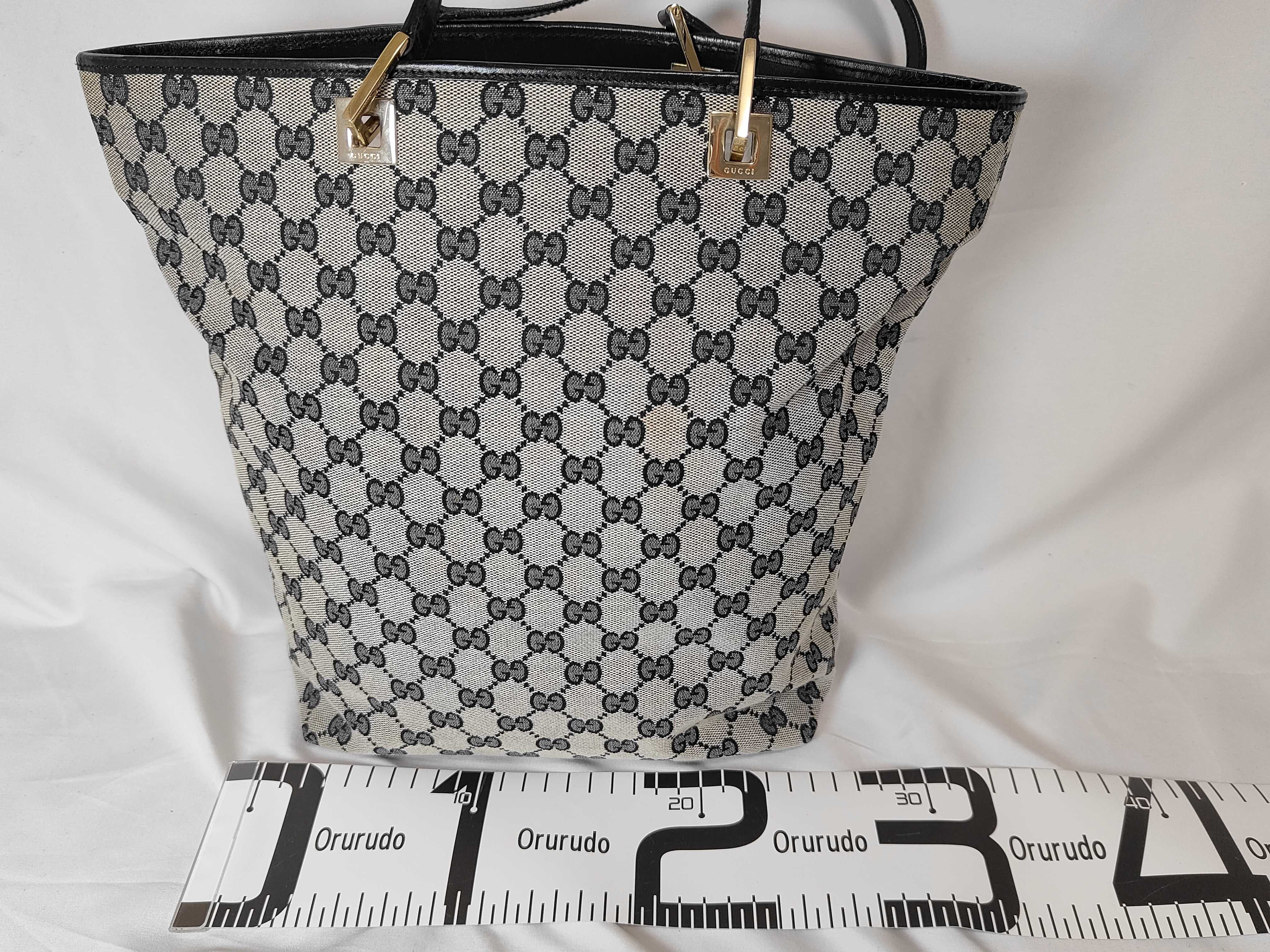 Tote Bag 002 1098 3444 GG Pattern GG Canvas Leather Women's Navy Tote Bag — view 2