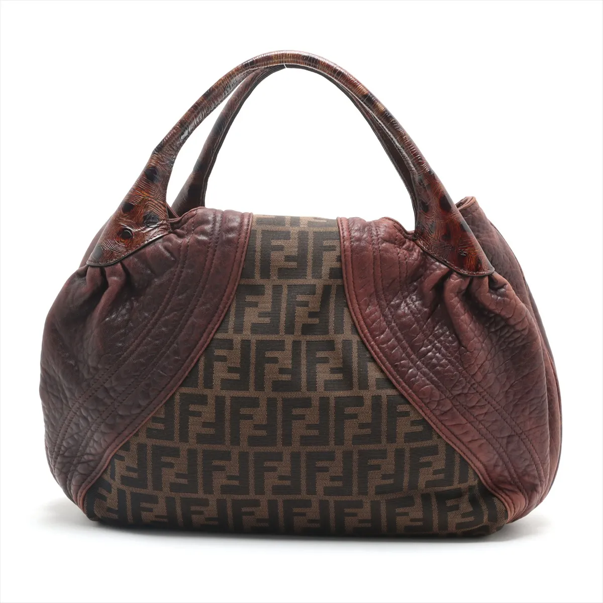 FF Zucca Canvas x Leather Handbag Brown 8BR511 — view 2