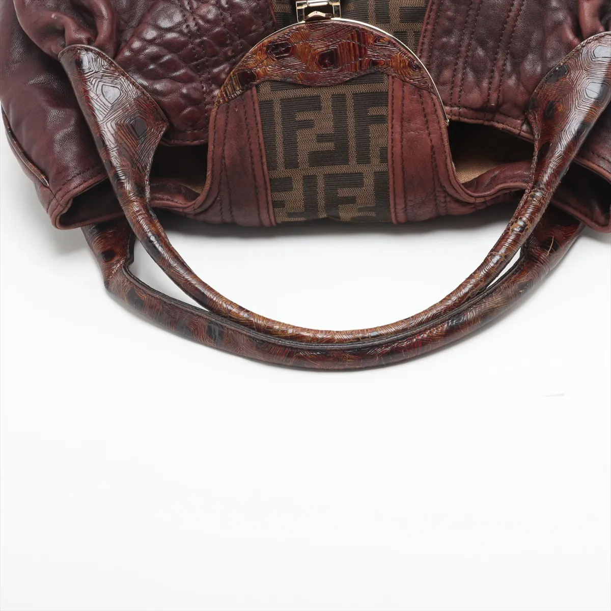 FF Zucca Canvas x Leather Handbag Brown 8BR511 — view 5