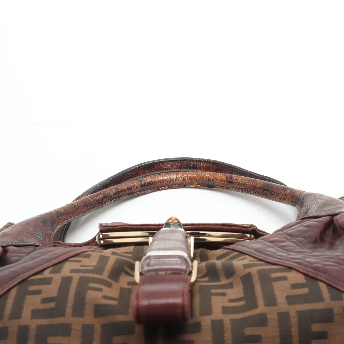 FF Zucca Canvas x Leather Handbag Brown 8BR511 — view 6