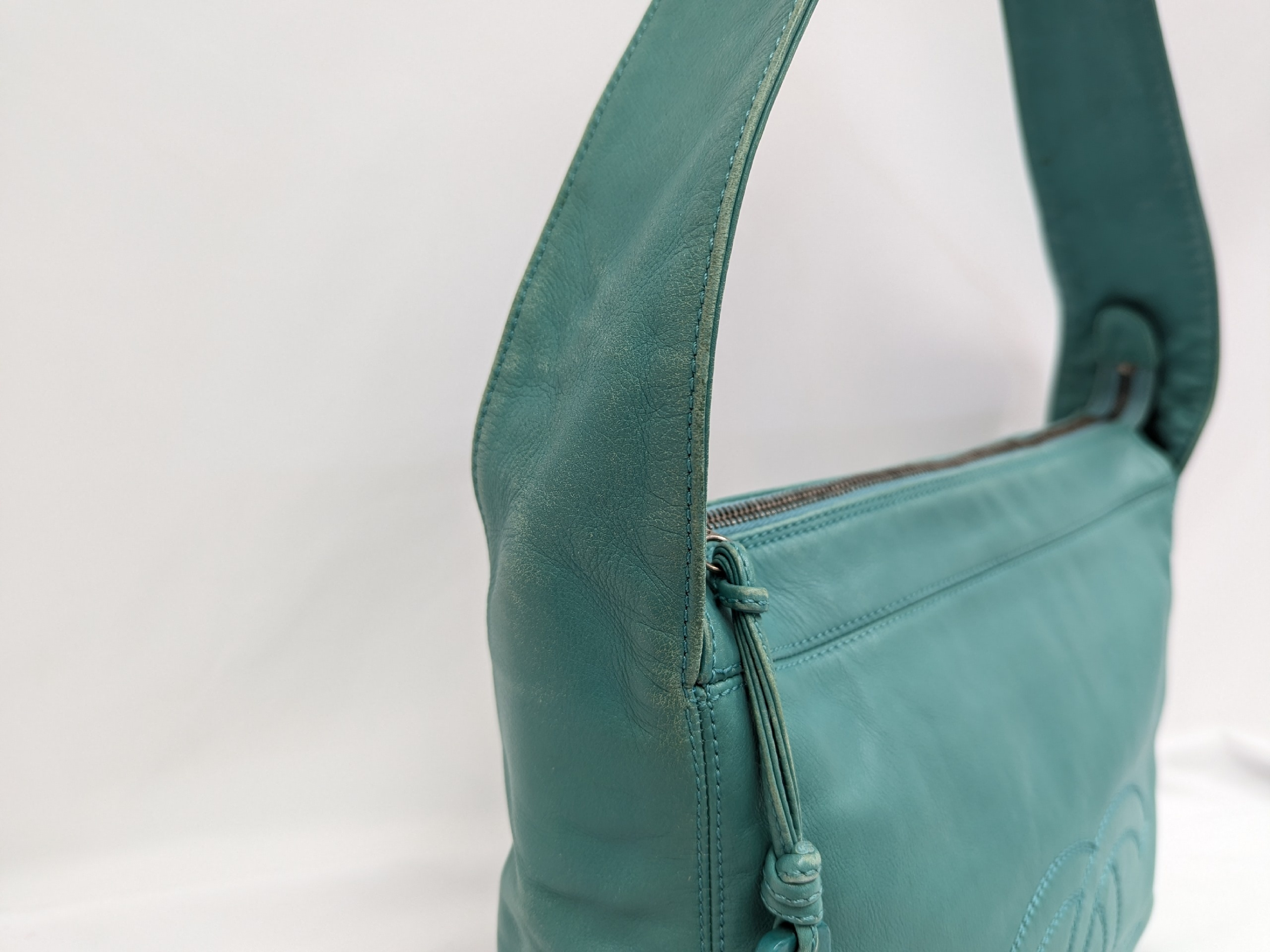 Calfskin One-Shoulder Bag, Emerald Green, Series 5 Handbag — view 8