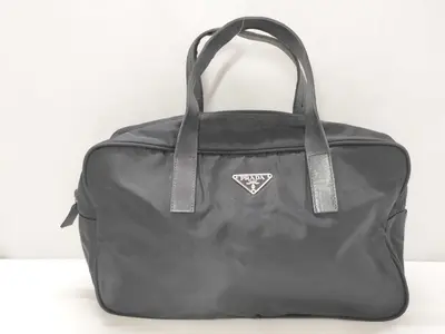 Nylon Prada Handbag Triangle Logo Nylon Black Handbag