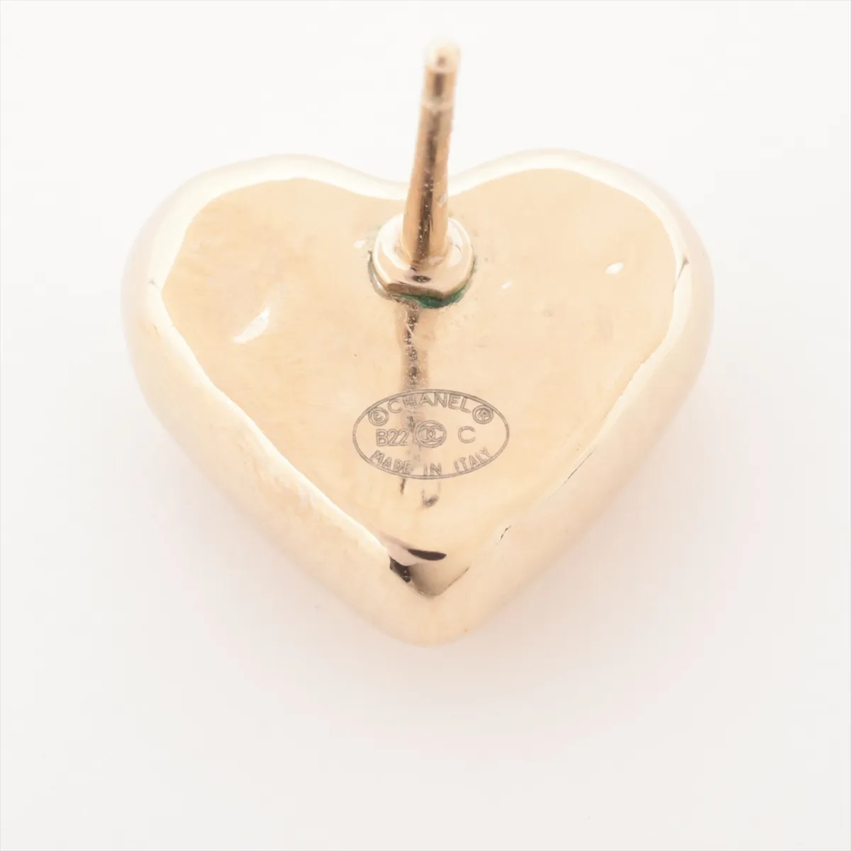 Coco Mark Heart B22C Earrings (Pair) GP Gold. Shows signs of wear, — view 5