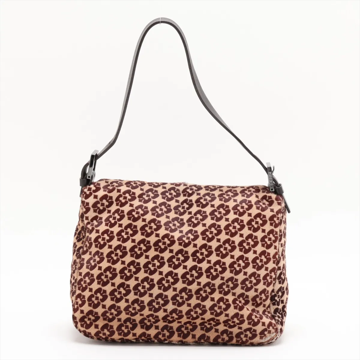 Calf Hair x Leather Shoulder Bag, Beige x Brown, 8BR004 — view 2