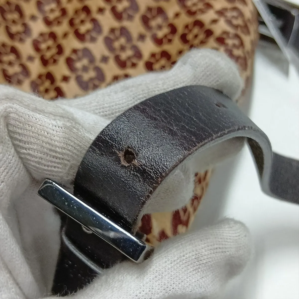 Calf Hair x Leather Shoulder Bag, Beige x Brown, 8BR004 — view 14